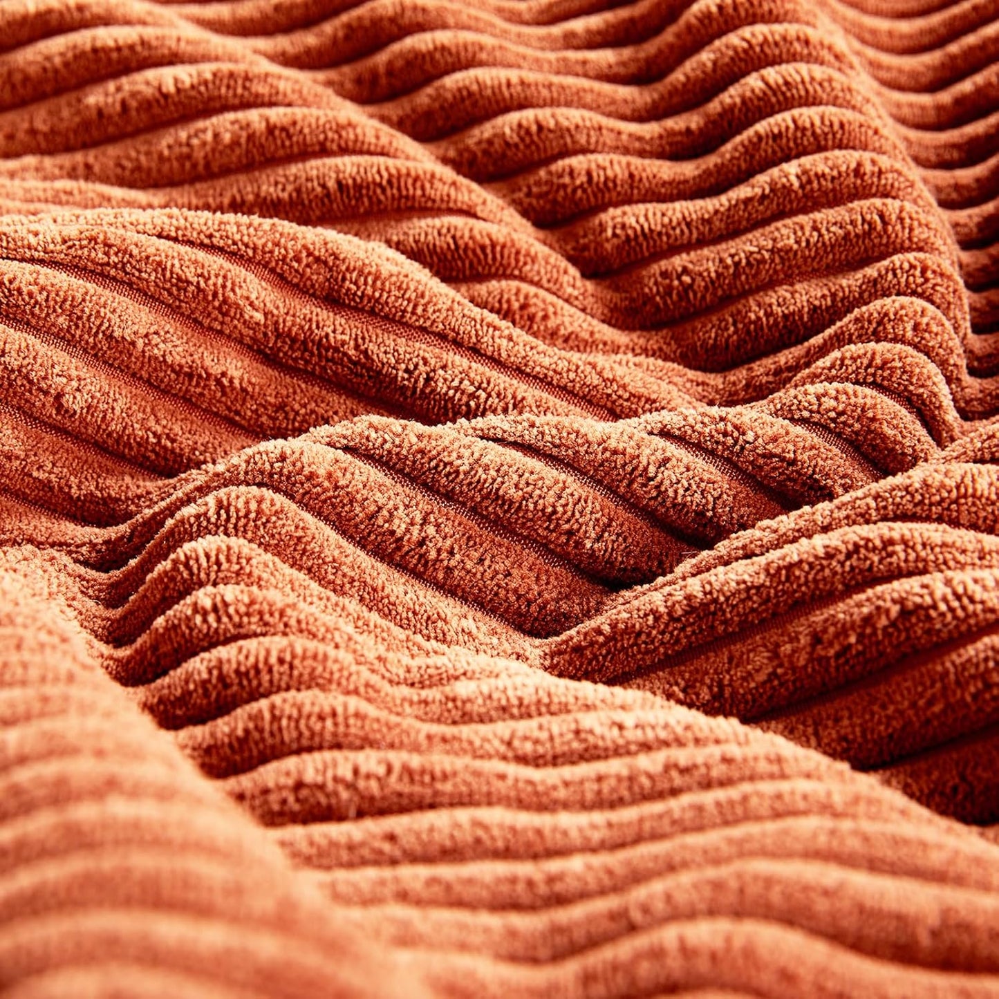 Fancy Homi Set of 2 Burnt Orange Decorative Throw Pillow Covers 20x20 Inch for Living Room Couch Bed, Boho Farmhouse Fall Home Decor, Soft Corss Corduroy Patchwork Textured Cushion Case 50x50 cm