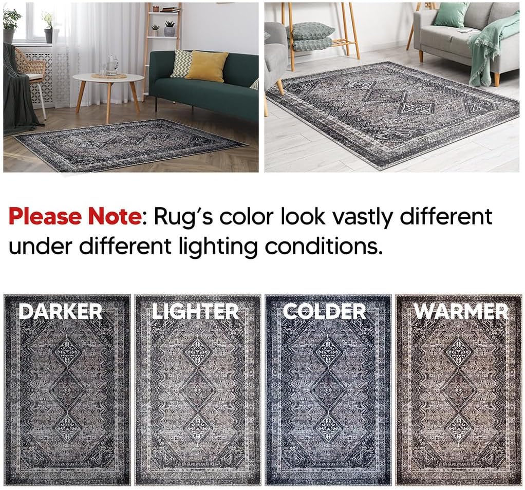 Keen Home Design 3x5 Rug - Machine Washable Entry Rug with Non-Slip Backing, Ideal for Enteryway, Kitchen, Bathroom, Laundry Room - Vintage, Easy Clean, Durable, Low Pile Rug - (3' x 5')