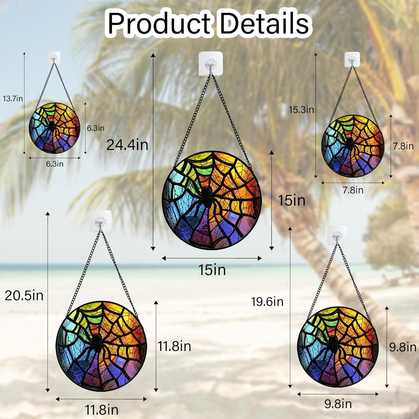 Stained Glass Suncatcher, Colorful Spider Sun Catcher Black Insect Stain Glass Window Hanging Decoration Mother's Day Birthday Gifts for Women Men Mom Nana 9.8 in