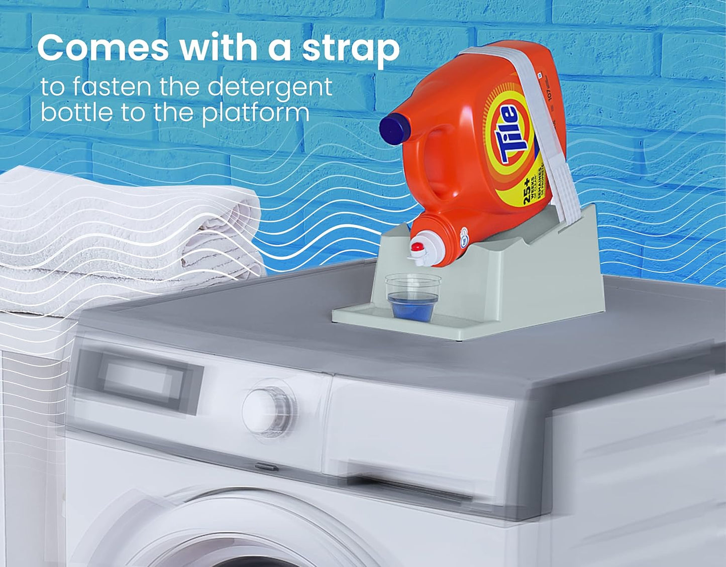 TidyFriend Laundry Detergent Holder Stand Organizer with Drip Tray, 3 Pack Laundry Soap Holder with Non-Slip Rubber Feet for Washing Space Organization, Angled Downward Slope for Easy Pouring (Blue)