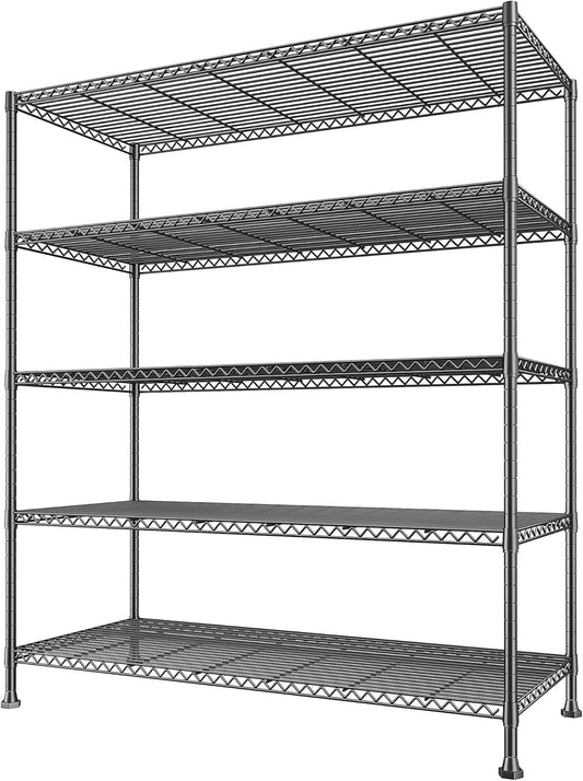 REIBII 45.5''W Storage Shelves Wire Shelving, 5 Tier Pantry Shelves for Storage Rack, Adjustable Metal Shelving for Pantry Kitchen Steel Shelving, 45.5" W x 71" H x 17.7" D
