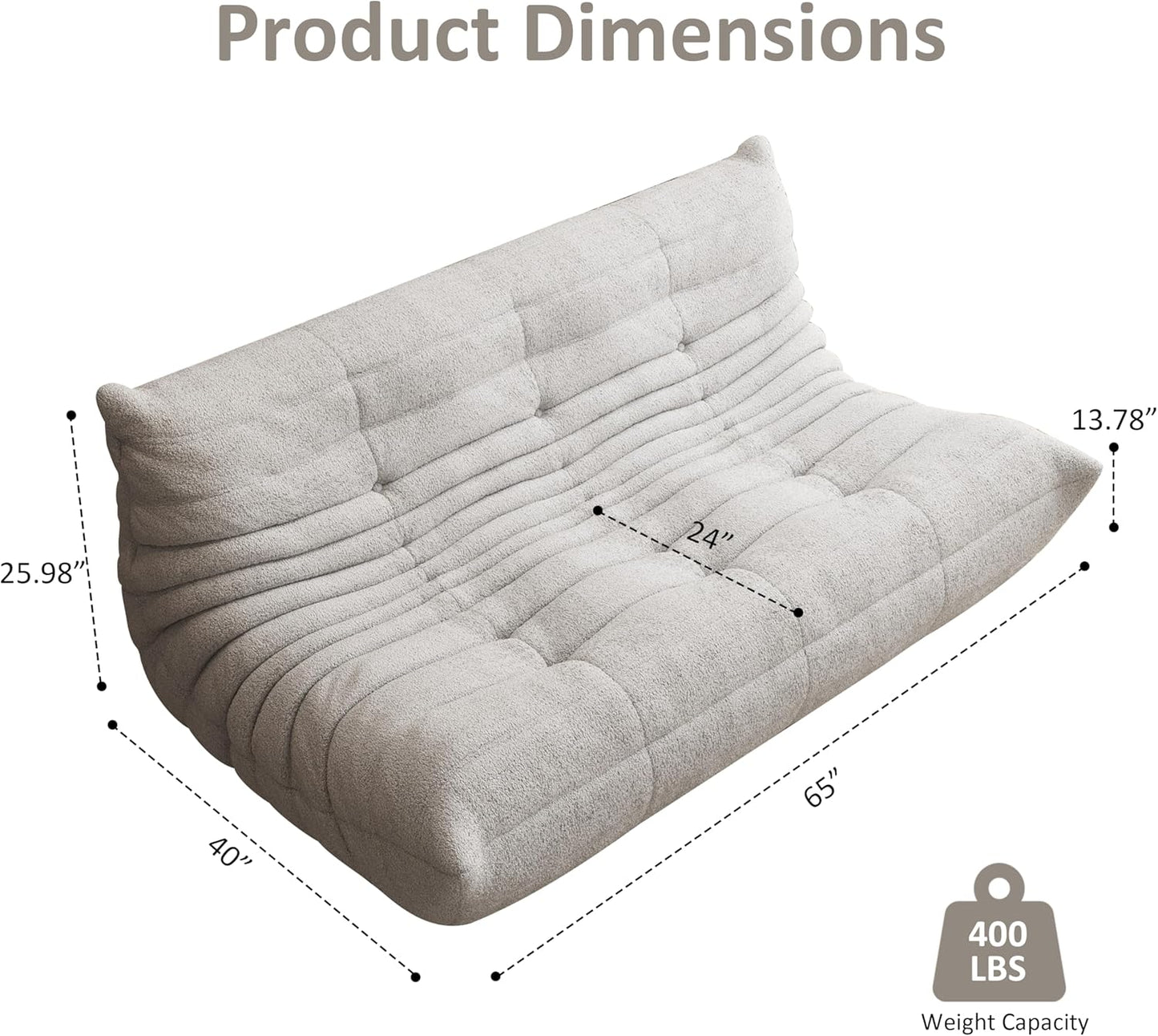 Bean Bag Chair, Oversized Bean Bag Chair for Living Room, Fireside Chair for Adults with Memory Foam Filled, Big Accent Lounge Floor Sofa for Reading, Relax, No Assembly Required. (Grey 3-Seater)