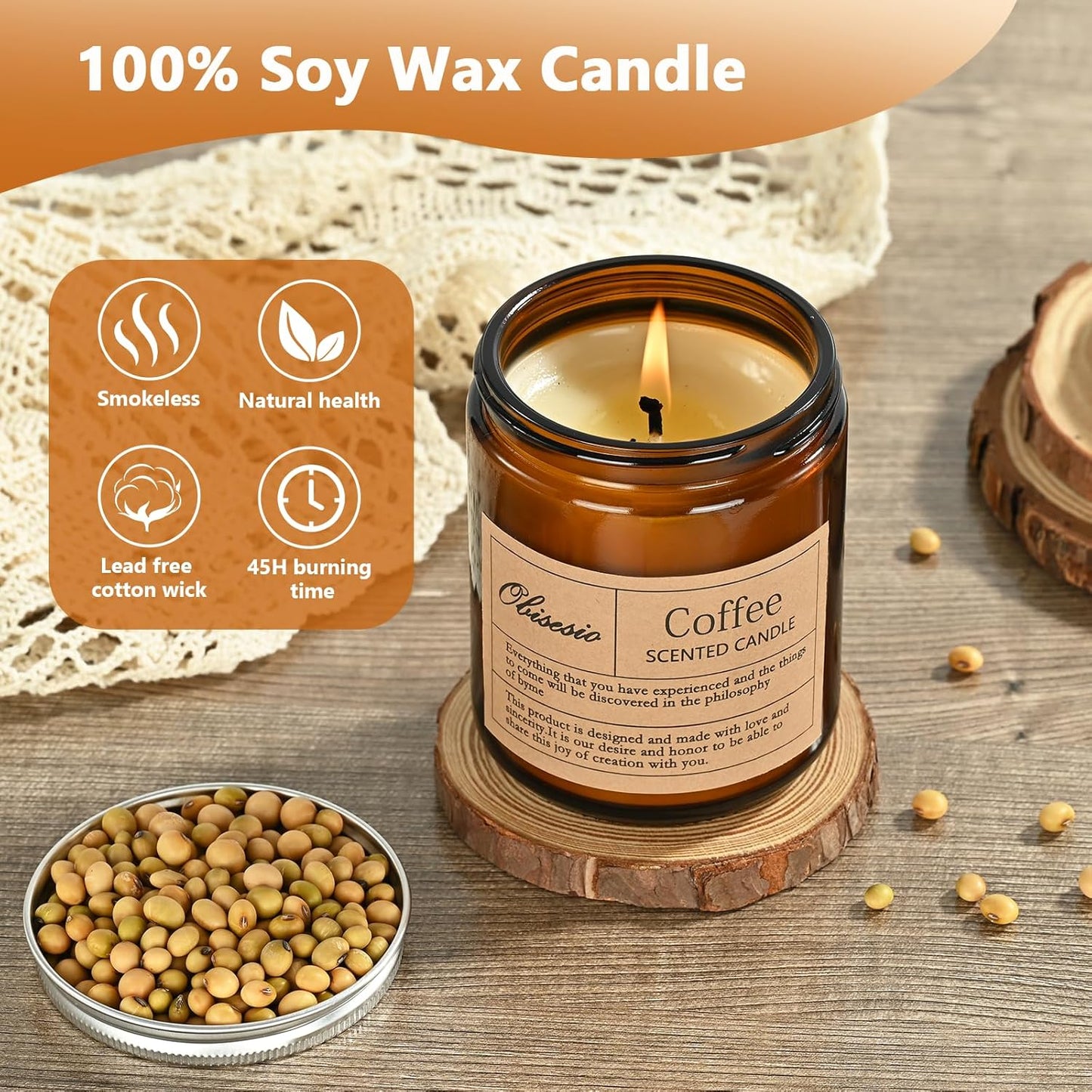 Candles for Home Scented, 2 Pack Scented Candles for Stress Relief & Self-Care, Aromatherapy Candle for Men and Women Birthday, Soy Sleep Jar Candle Set(Coffee & Vanilla)
