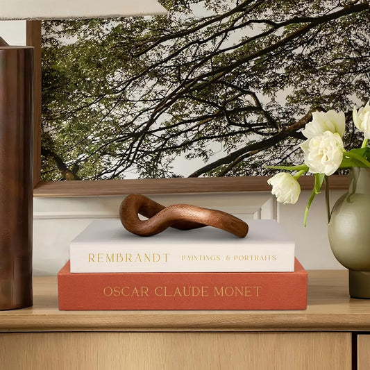 Linen Decorative Books for Home Decor,Set of 2 Aesthetic Faux Decor Book for Decoration,Fake Books for Bookshelf,Keepsake Storage Box (Orange & Beige)