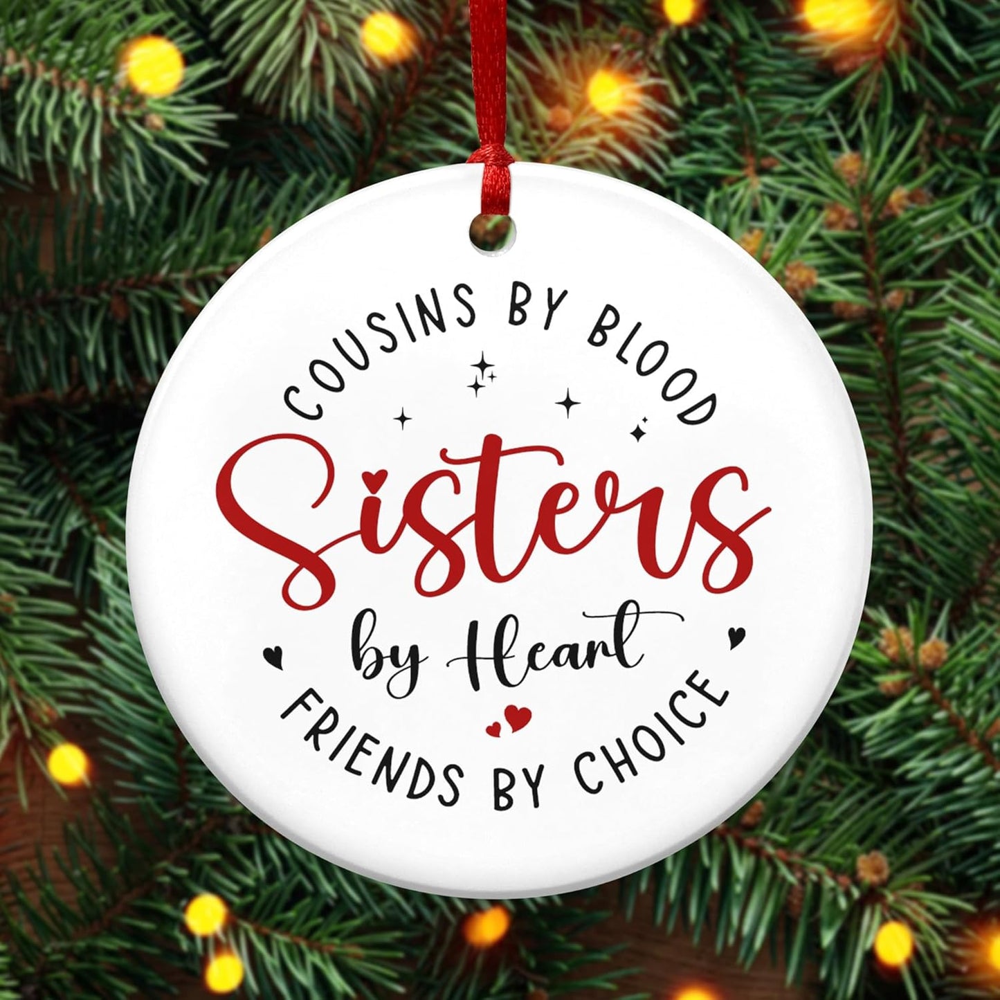 OASSIE Sister Gifts for Cousins Female - Ceramic Christmas Ornaments 2025 for Tree Decorations - Birthday Long Distance Cousins Sister Gifts for Women, Cousin Gift Ideas for Christmas Decorations