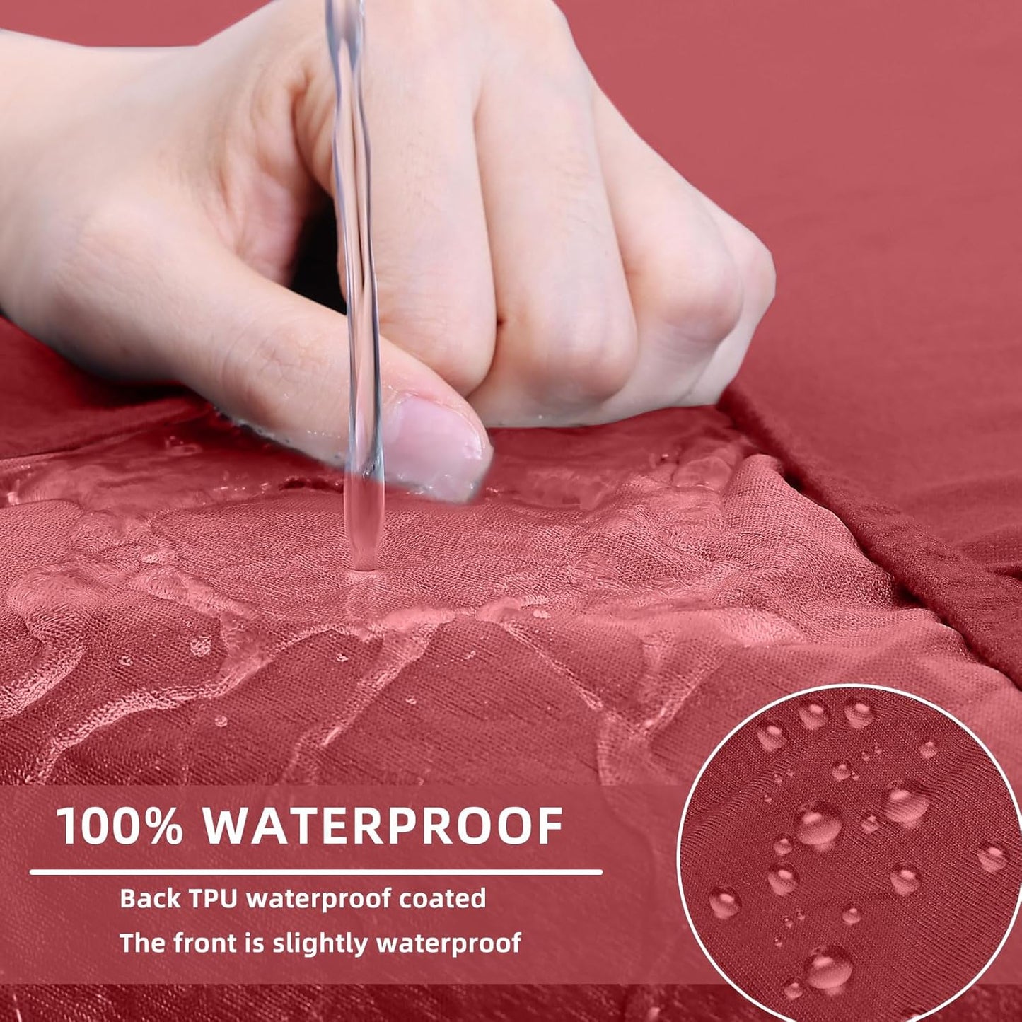 hyha Waterproof Couch Cushion Covers, Stretch Sofa Couch Seat Slipcover for Dog Washable, Non-Slip Waterproof Outdoor Cushion Covers for Patio Furniture Replacement (3 Pieces, Wine Red)