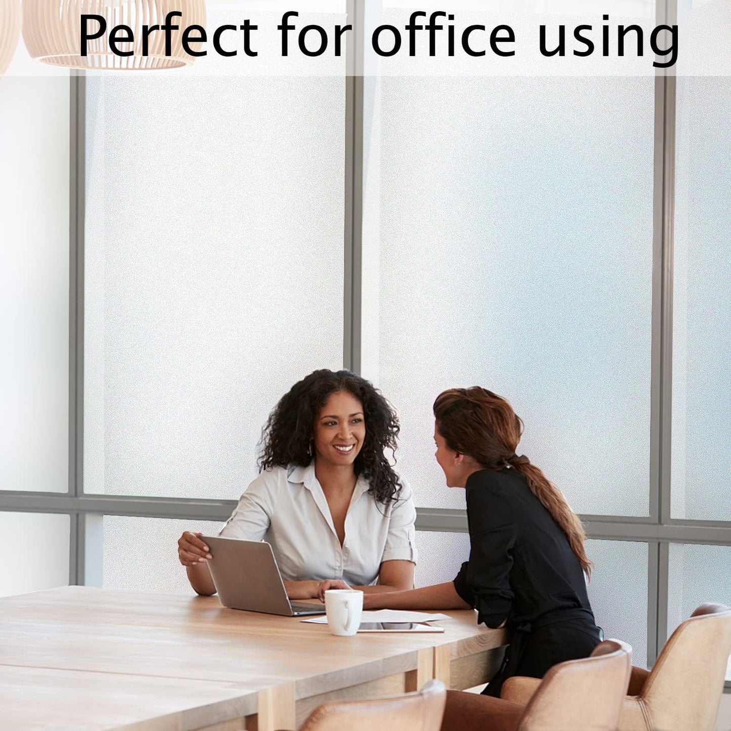 HIDBEA Frosted Window Privacy Film Heat Control UV Blocking, Static Cling Non-Adhesive Reusable Door coverings for Bathroom Home Office (Frosted 41.3 Inch x 19.6 Feet)