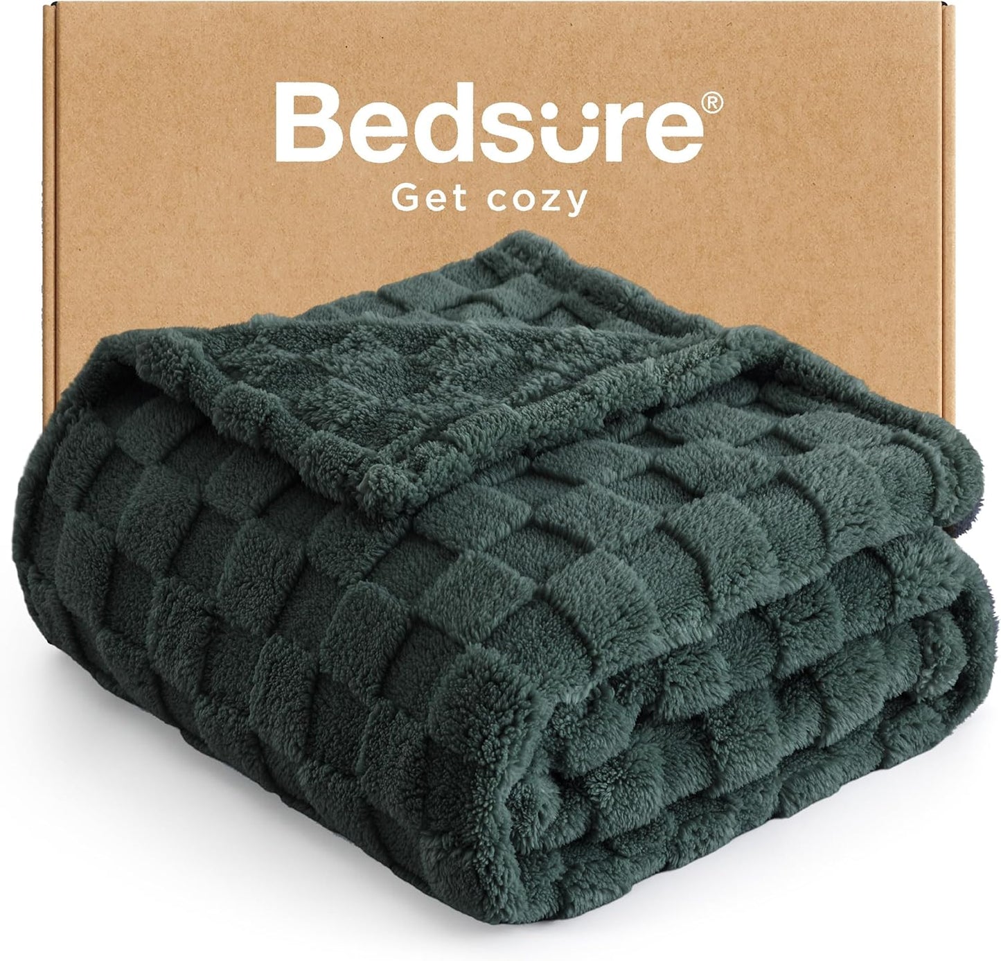 Bedsure GentleSoft Dark Green Throw Blanket for Couch - Checkered Fleece Blankets Gifts for Women Men Girls, Cute Soft Cozy Throw for Bedroom Home Decor Gifts, 50x60 Inches