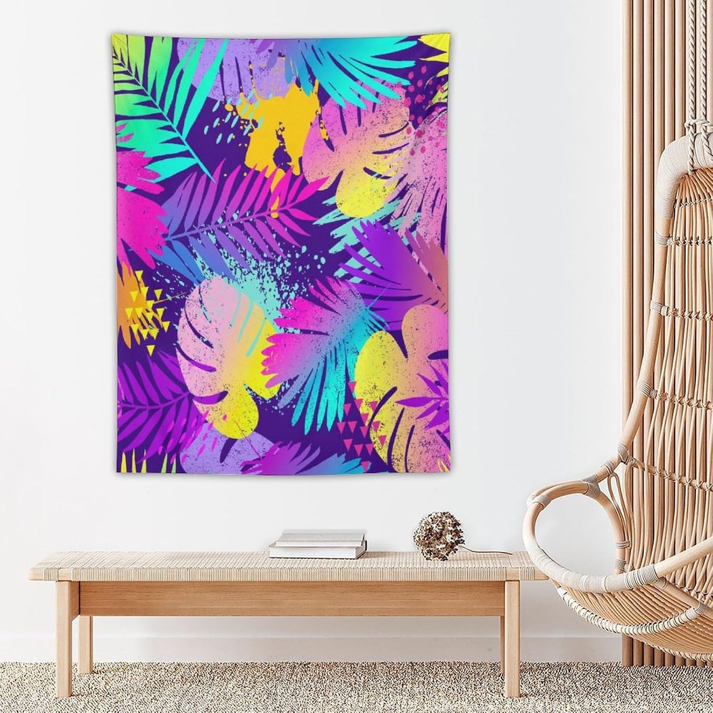 ICMOLYYENLO Palm Leaf Tapestry Wall Hanging, Tropical Leaves Plant Jungle Green Hawaiian Art Home Decor for Guest Bedroom Living Room Dormitory 50x60