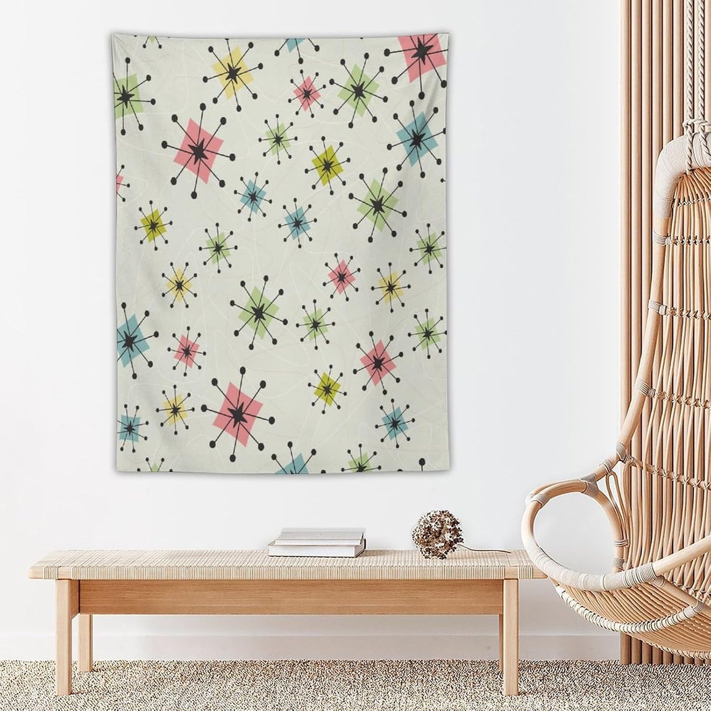 ICMOLYYENLO Abstract Cat Tapestry, Medieval Abstract Atomic Star Cat Vintage Home Wall Hanging Art Tapestry for Bedroom Living Room Dormitory 40x60 Inch