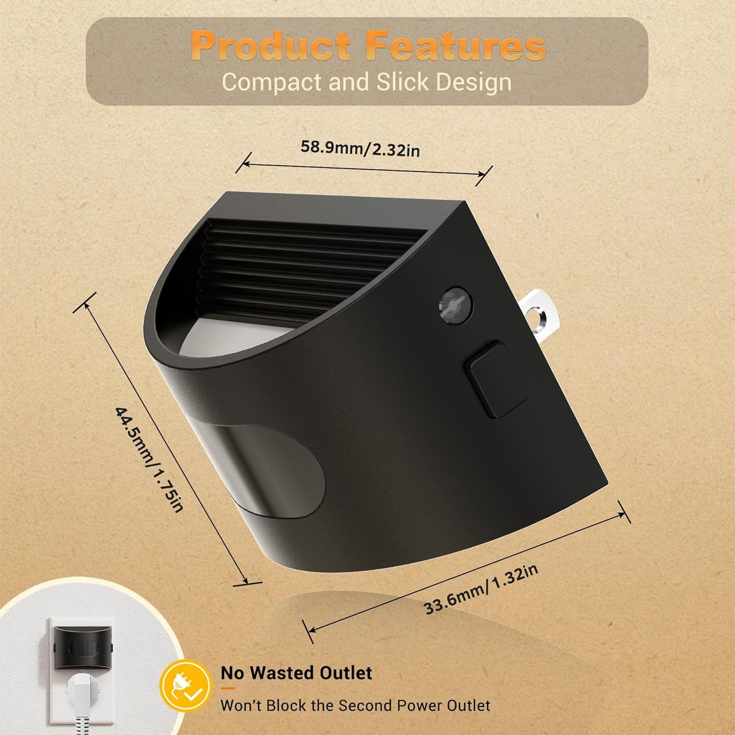 JandCase Motion Sensor Night Light, Night Lights Plug into Wall, Dusk to Dawn Sensor Nightlight with Motion Activated, 30/60/100lm Brightness Dimmable, 3000K Warm White, for Kids Bedroom Hallway