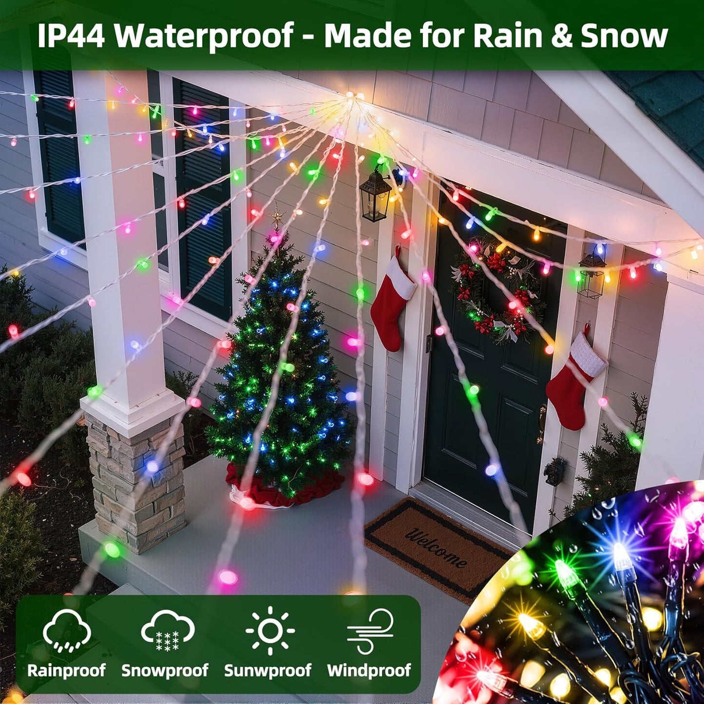 1500 LED 470FT Christmas Lights Outdoor,12 Lighting Modes Christmas String Lights with Timer, Dimmable Multicolor LED StringLights Waterproof for Yard Tree Wedding Party Holiday Multicolor