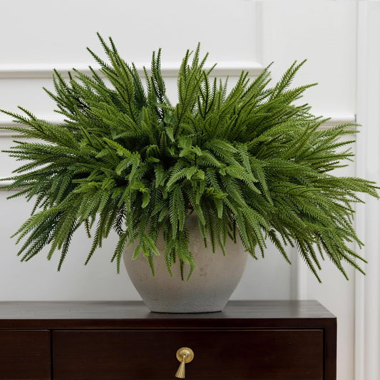 MISSPIN 30 Pcs 21.5 Inches Christmas Norfolk Pine Branches, Norfolk Pine Artificial Christmas Branches DIY Crafts Faux Pine Branches for Xmas Indoor Outdoor Home Decor