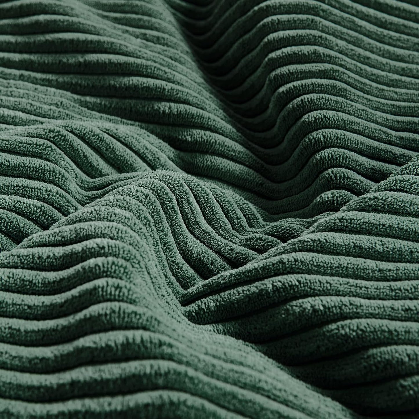 Fancy Homi Set of 2 Dark Green Decorative Throw Pillow Covers 16x16 Inch for Living Room Couch Bed, Boho Farmhouse Forest Green Home Decor, Soft Corss Corduroy Patchwork Textured Cushion Case