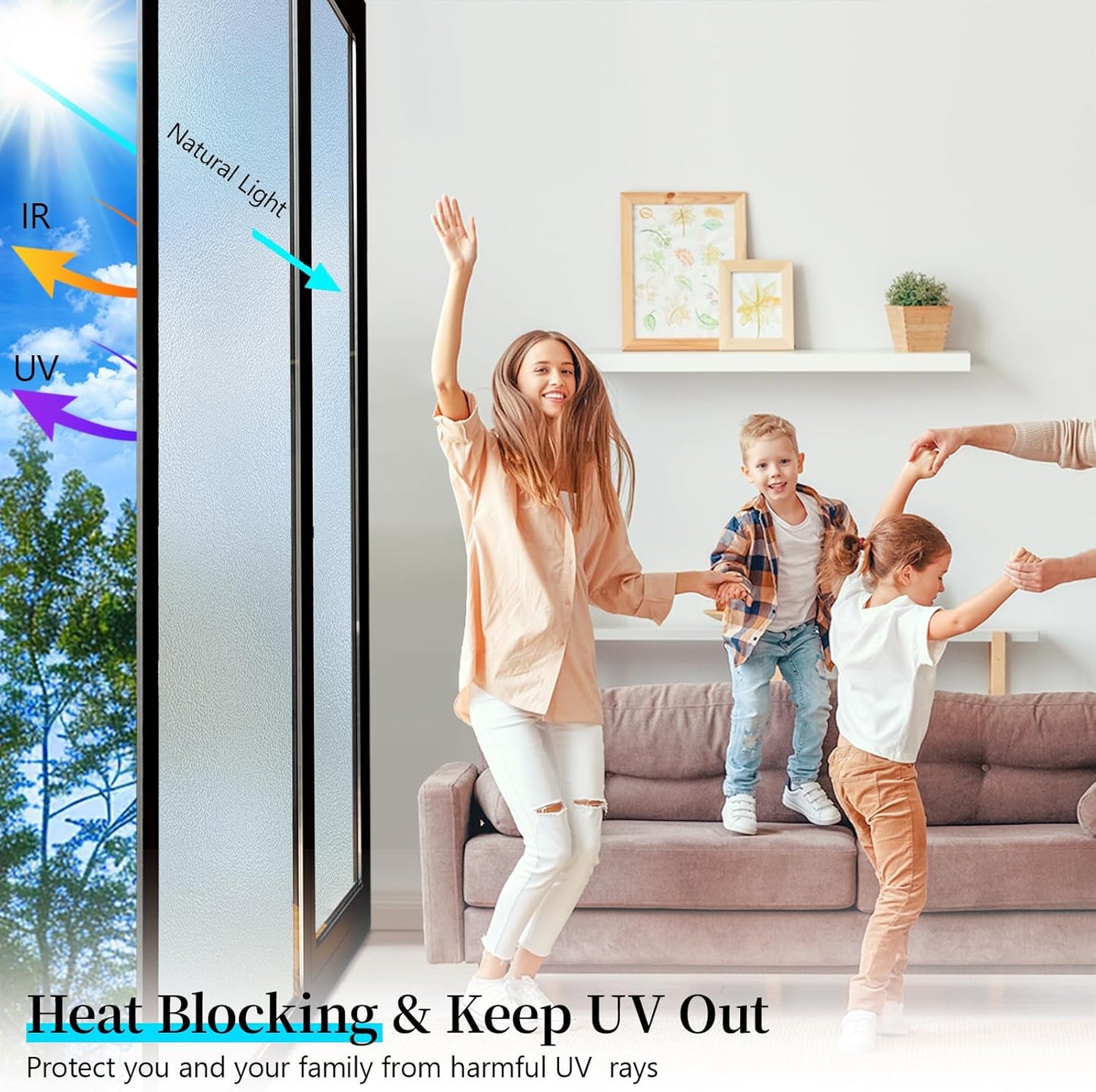 Niviy Frosted Glass Window Privacy Film with Free Installation Tools 23.6 x 236 Inch Static Cling Bathroom Window Frosting Film Day and Night Privacy Windows Cling Home Glass Door Cover