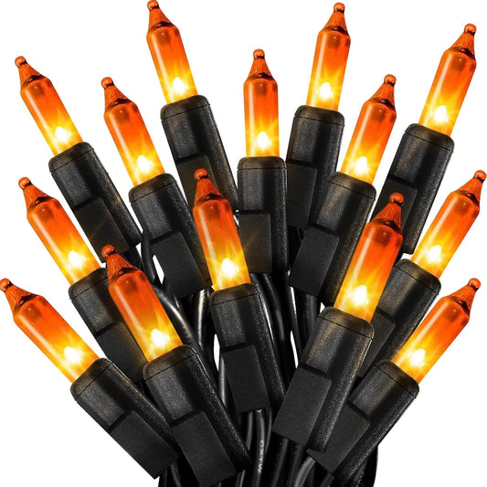 Halloween Lights Orange Lights, 50FT 200 Count Incandescent Connectable Fall Light, 120V UL Listed Waterproof Halloween Decorations for Autumn Indoor Outdoor Party Home Garden Yard Decor