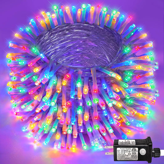 Christmas Lights Indoor Outdoor, 132ft 400 LED Christmas String Lights Indoor 8 Modes Clear Wire, Plug in Waterproof Twinkle Fairy Lights for Bedroom Tree Christmas Decorations, Multicolor