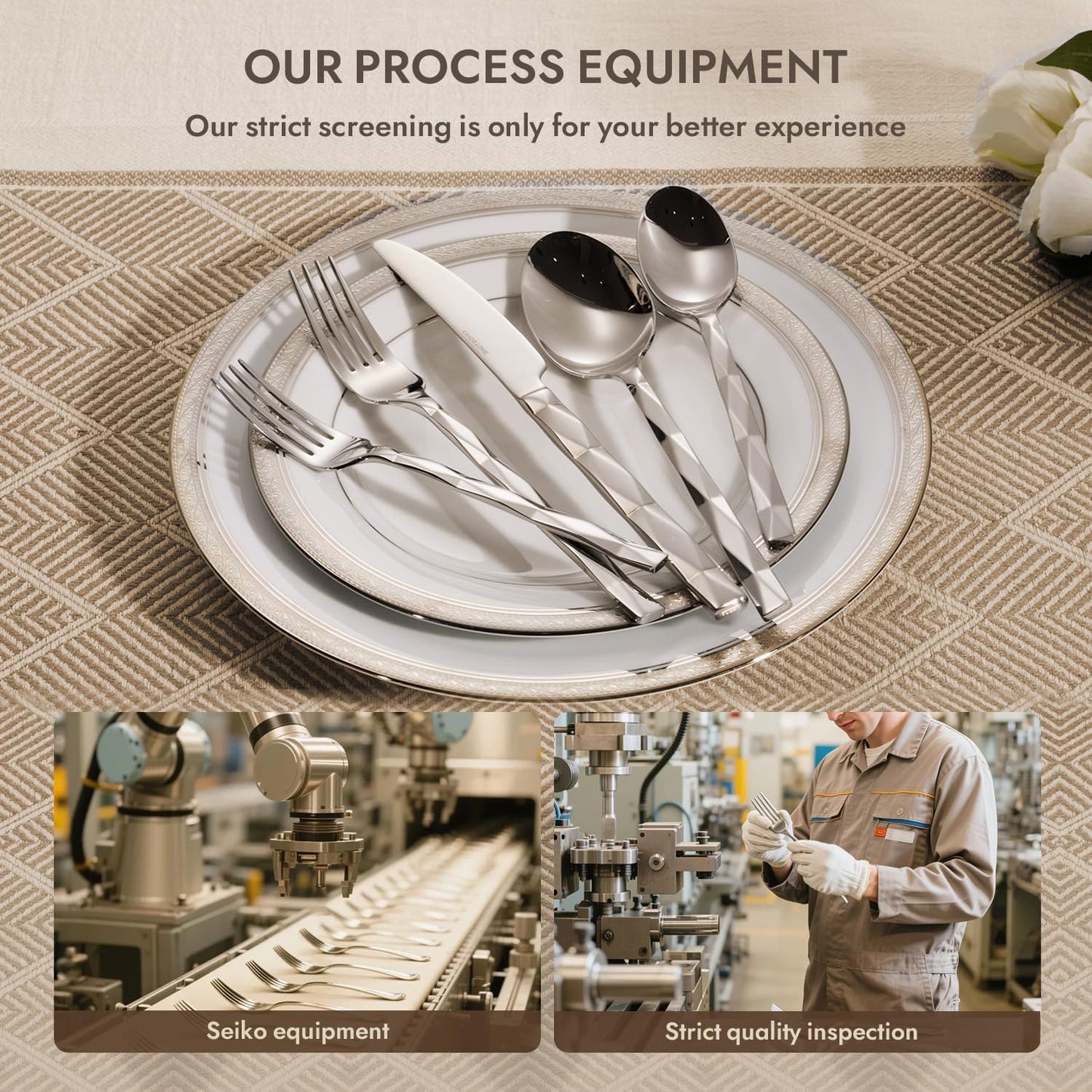 KINGSTONE Silverware Set, Luxury 60 Piece Flatware Set for 12, 18/10 Stainless Steel Cutlery Set with Diamond Cut Pattern for Kitchen, Home, Wedding, Party, Mirror Polished and Dishwasher Safe