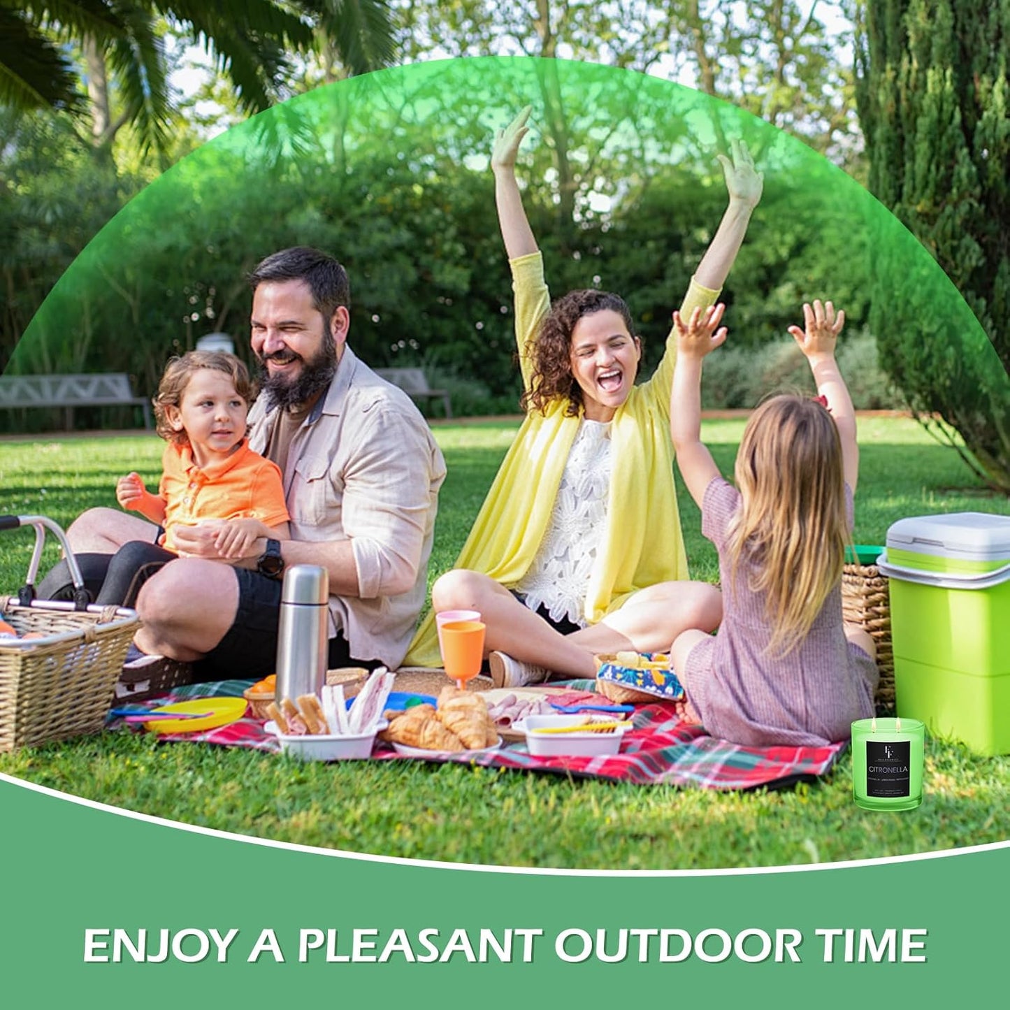 Citronella Candles Outdoor, 2-Wick Outdoor Indoor Scented Candle, Jar Candles for Home Scented, Long Lasting Natural Soy Candle, Summer Scents of Citronella/Lemon Grass/Peppermint, 9 oz