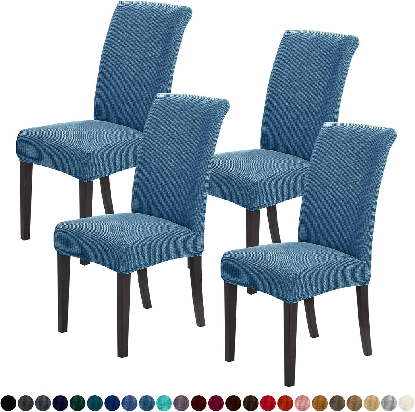 Joccun Chair Covers for Dining Room Set of 4,Chair Slipcovers Stretch Dining Room Chair Covers Seat Protector,Washable Parsons Chair Cover for Home,Hotel,Banquet(Dark Blue,4 Pack)