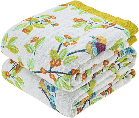 Boho Throw Blanket for Bed, 100% Cotton Soft Rustic Quilt Fall Blanket, 60"x80" Floral Printed Farmhouse Decor Bed Blankets, All Season Rustic Reversible Bohemian Throw Quilt