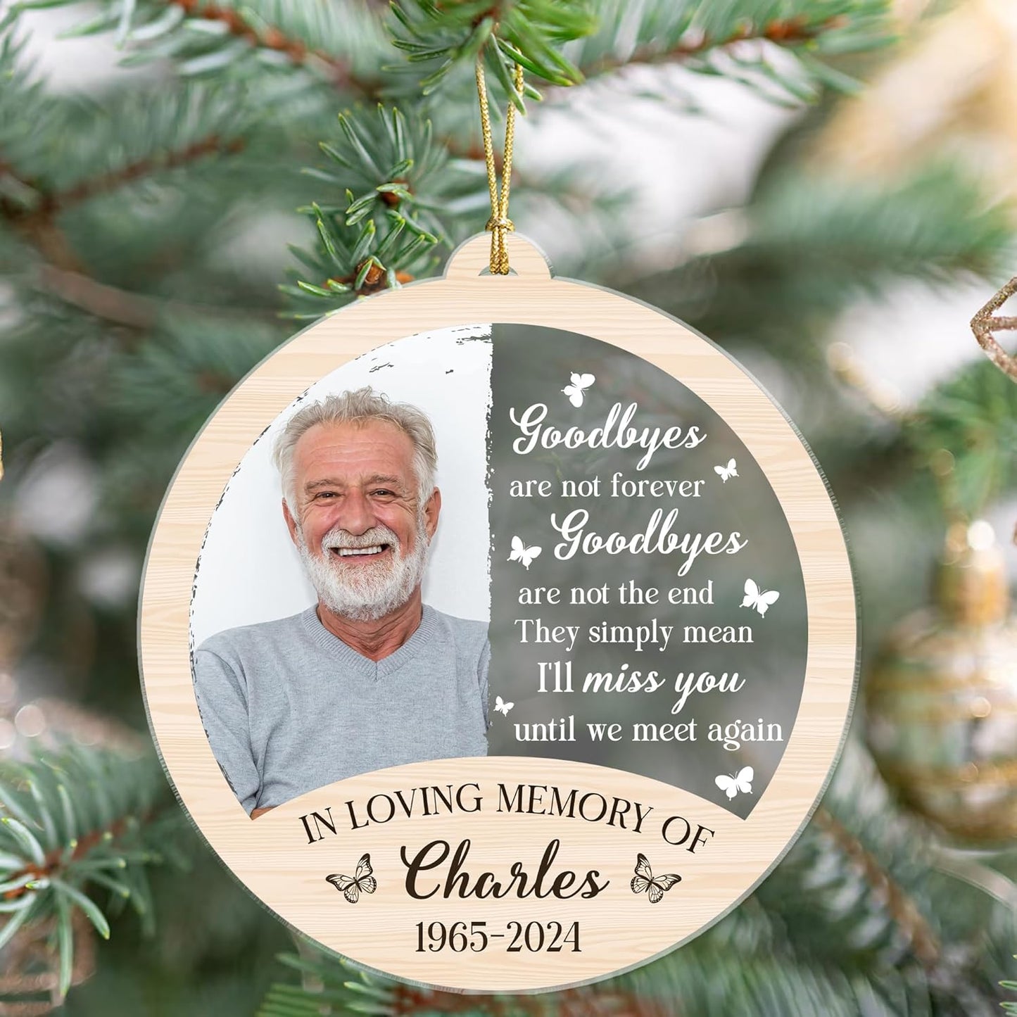 2025 Personalized Memorial Acrylic Ornament - Christmas, Birthday, for Loss of Loved One - Custom Photo, Name, Year in Loving Memory Keepsake Decoration