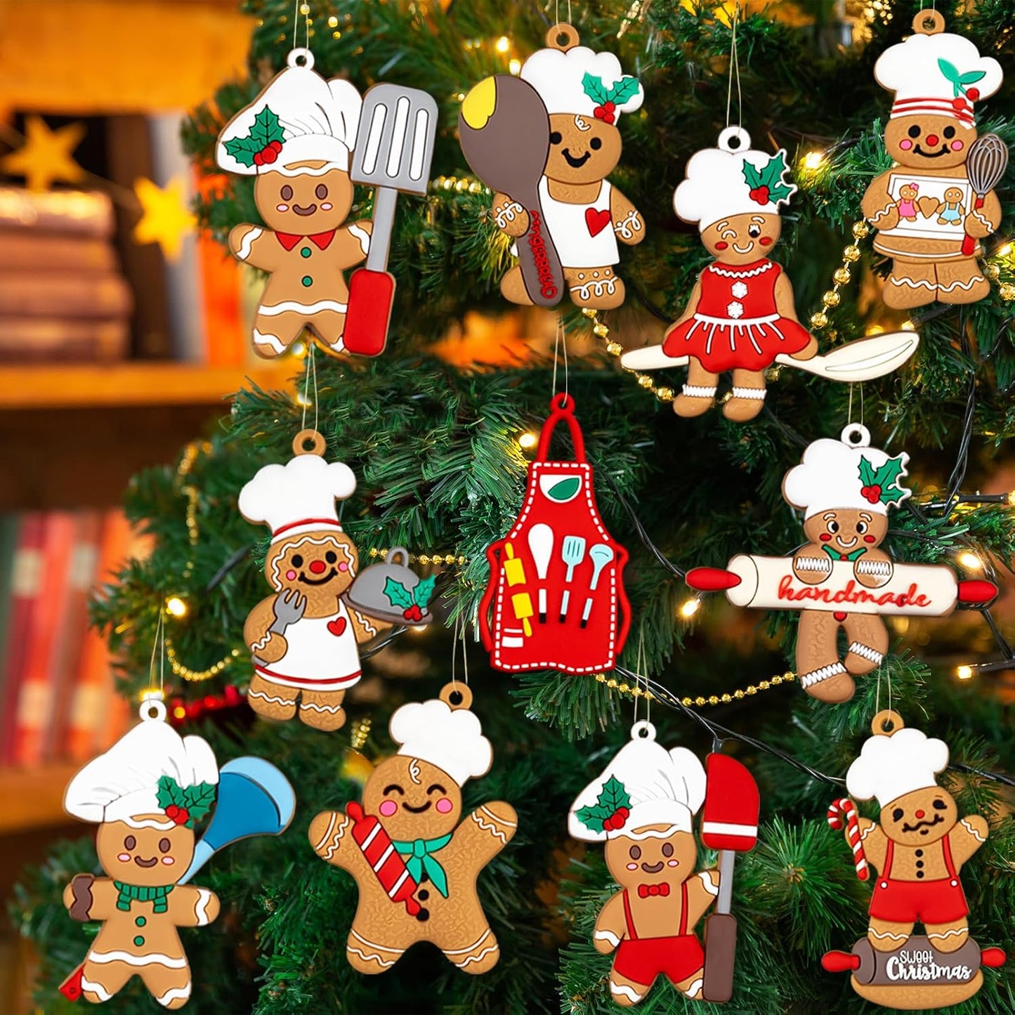 36pcs Gingerbread Christmas Decoration for Tree - Cooking Gingerbread Man Ornaments Christmas Hanging Decor for Christmas Tree Home Kitchen Decor Party Supplies