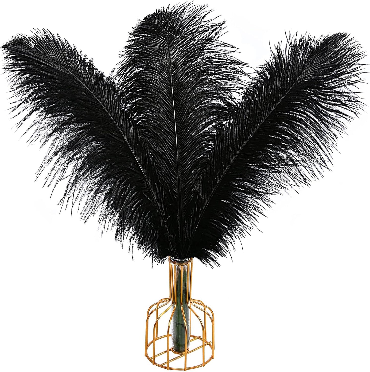 THARAHT Black Ostrich Feathers 12pcs Large Natural Bulk 16-18Inch 40cm-45cm for Wedding Party Centerpieces Halloween and Home Decoration Feathers