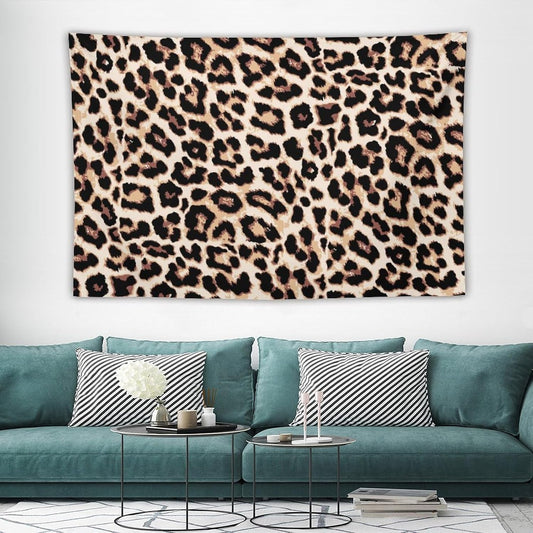 HZOHNAGO Leopard Print Tapestry Rustic Brown Leopard Wild Animal Printed Wall Tapestry Painting Wall Hanging for Bedroom Living Room Dorm 90" W x 60" H