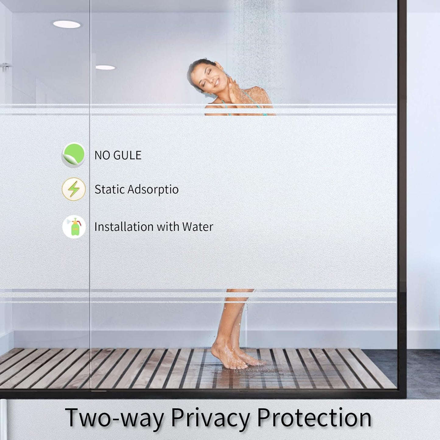 Frosted Glass Window Film with Tools,Reusable Window Privacy Film,Static Clings Window Film Kit for Home Bathroom and Office. (Pure, 17.5Inch×196.9Inch)