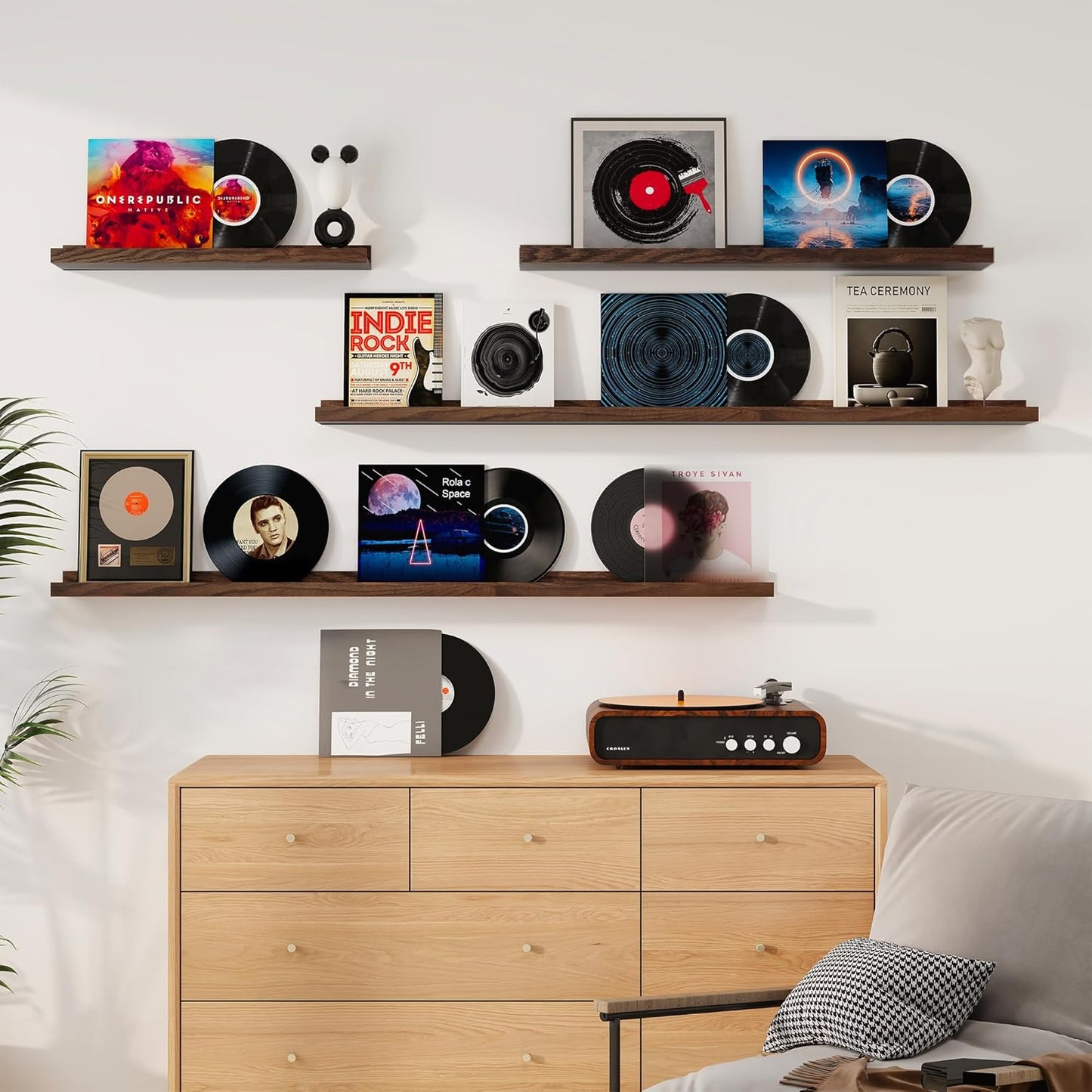 Floating Picture Ledge Shelves 72 Inch Solid Oak Wood Set of 2, Rustic Wall Storage Shelves with Lip, Kids Bookshelf, Photo & Picture Ledge Shelves for Bedroom, Living Room, Kitchen