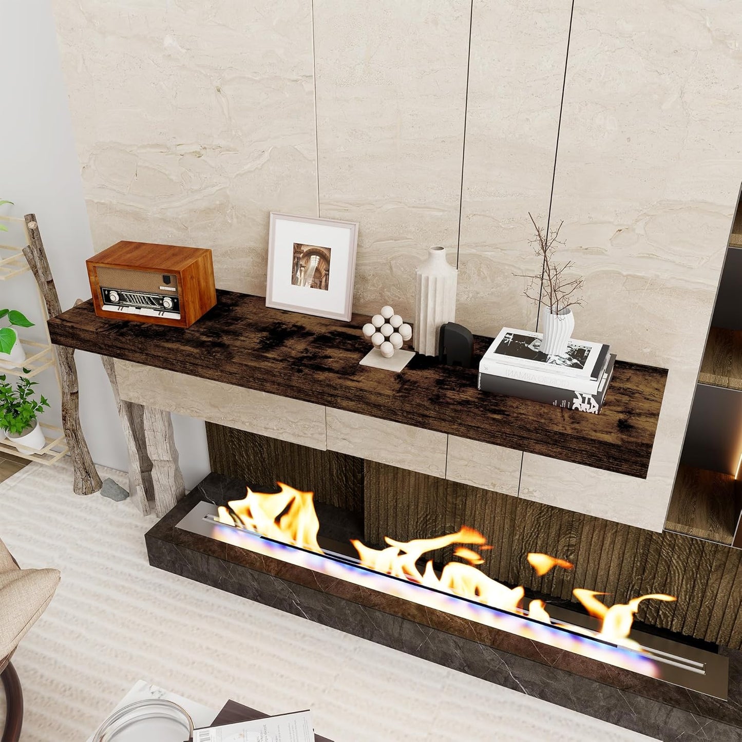 Floating Shelves 48 Inch Long, 12 Inch Deep Floating Shelves for Wall, 48 x 12 Large Wall Shelves for Home Storage & Display, 2" Thicked Floating Shelf for Bedroom, Living Room, Rustic Brown, 1 Pack