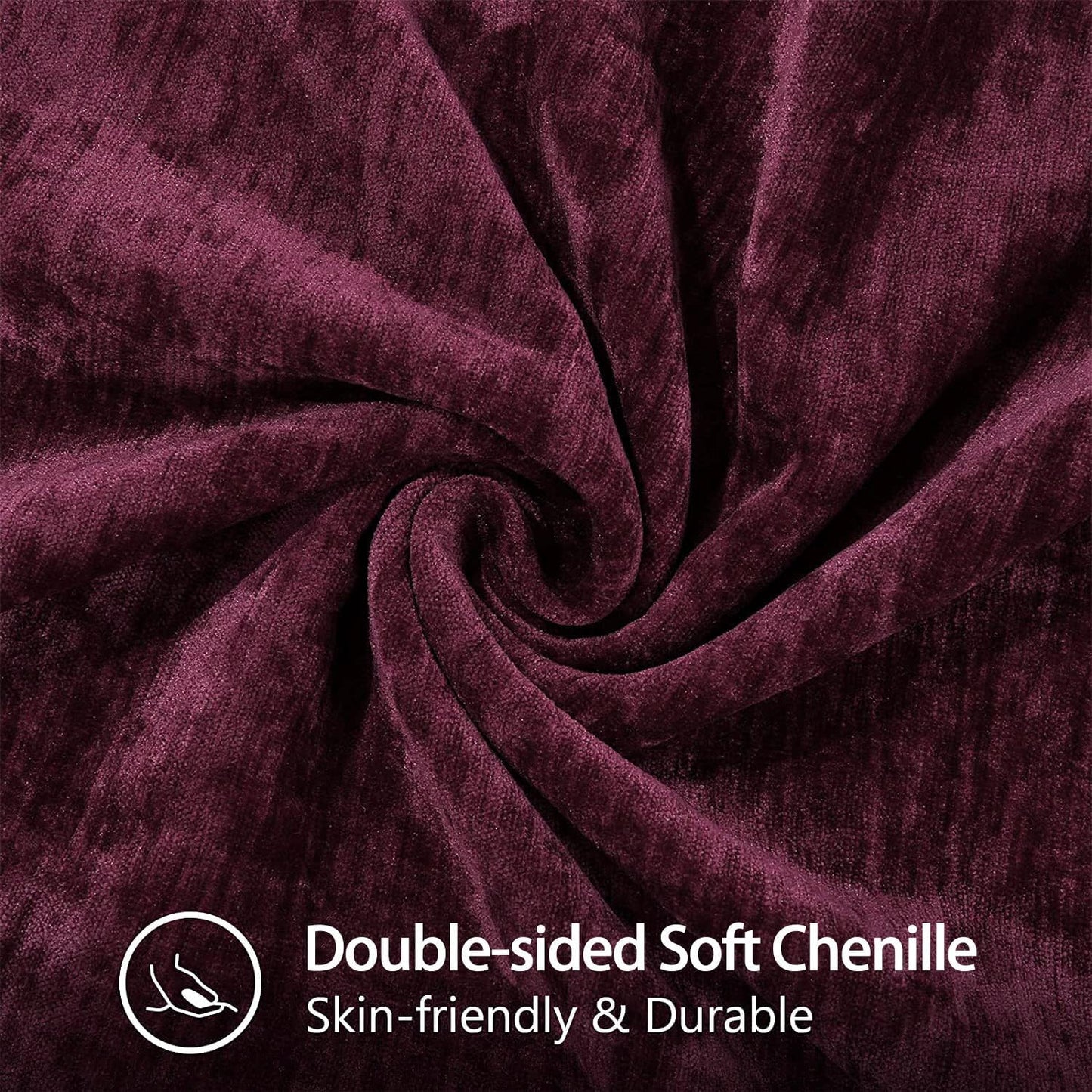 decorUhome Chenille Soft Throw Pillow Covers 24x24 Set of 2, Farmhouse Velvet Neutral Decorative Euro Pillow Covers with Stitched Edge for Couch Sofa Bed Home Decor, Rhododendron