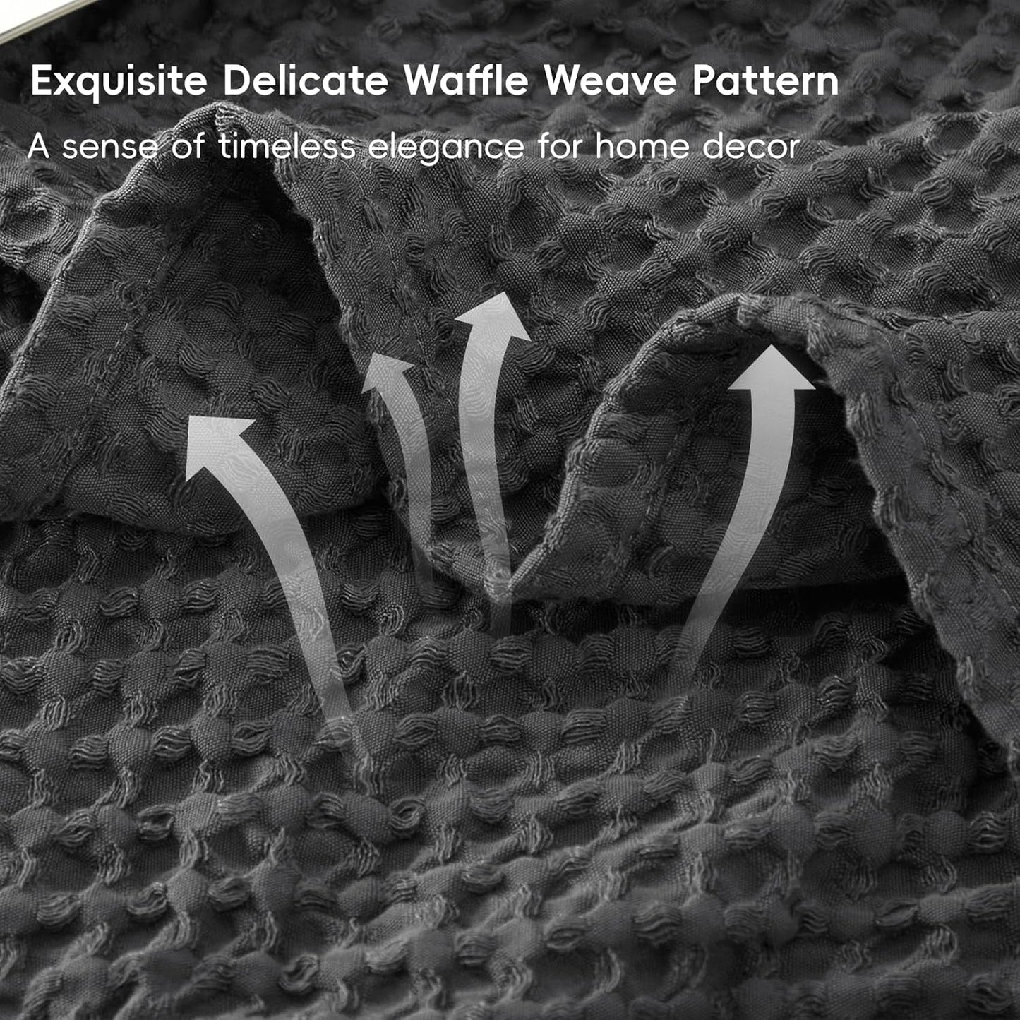 PHF Ultra Soft Waffle Weave Blanket Twin Size 66"x 90"- Washed Lightweight Breathablee Cozy Woven Blanket - Great for Couch Bed Sofa Home Car - Black