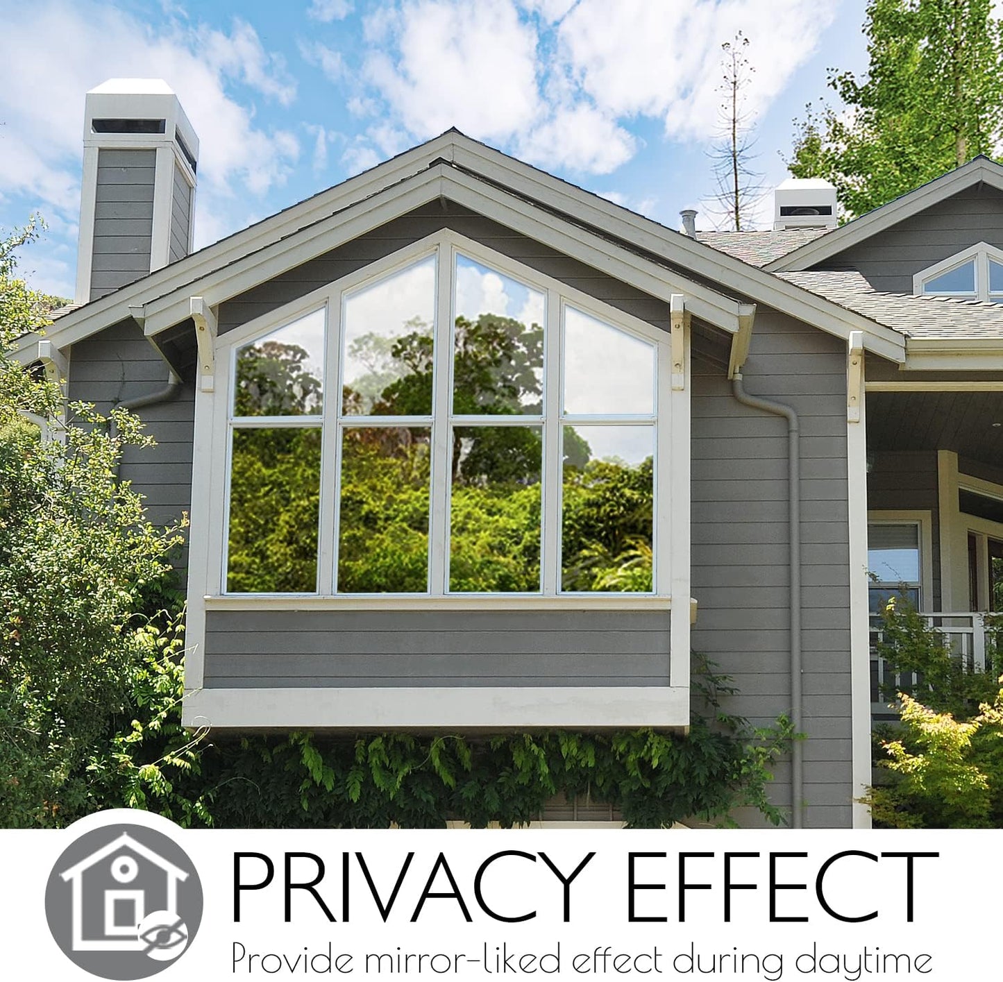 HIDBEA One Way Privacy Window Film, Daytime Mirror Reflective Heat Control UV Sun Blocking Non-Adhesive Static Cling Window Tint for Home and Office (Brown-Silver, 29.5 Inch x 6.5 Feet)