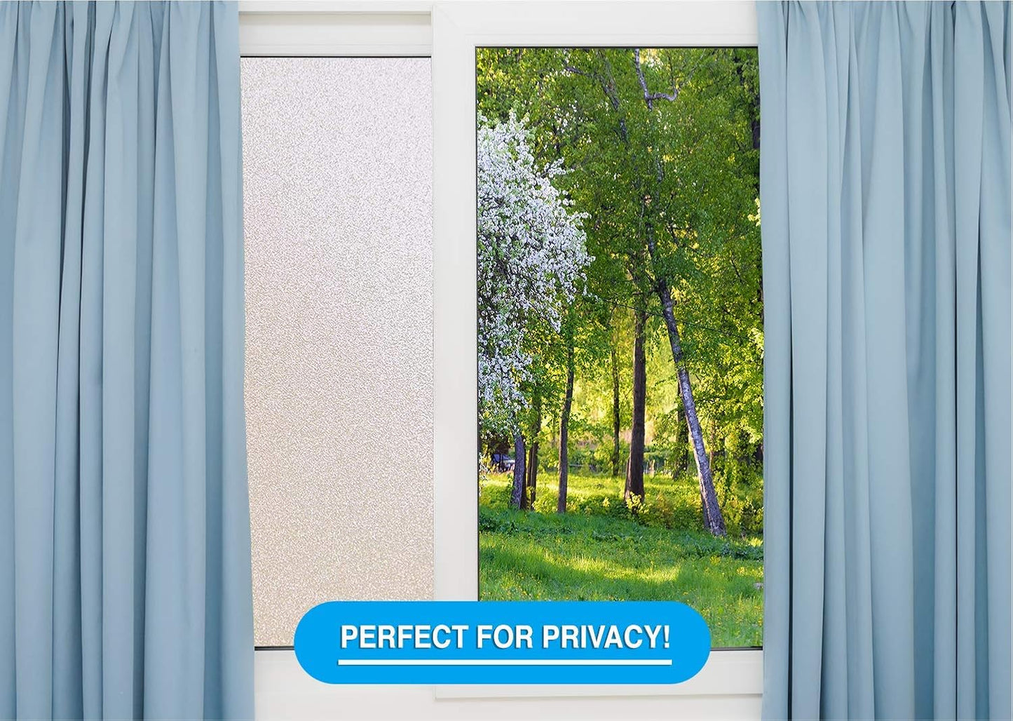 Privacy Window Film: Translucent Static Cling Treatment for Home Security and Decorative Frosted Glass Effect - No Residue, Heat Control, UV Prevention, Easy Removal (Winter Frost, 42 x 72 inches)