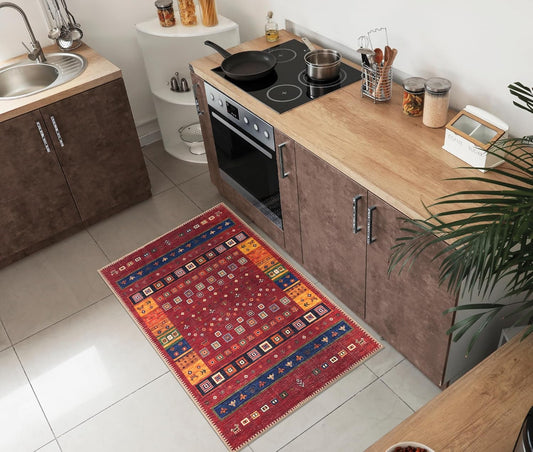Keen Home Design 2x3 Rug - Machine Washable Entry Rug with Non-Slip Backing, Ideal for Enteryway, Kitchen, Bathroom, Laundry Room - Vintage, Easy Clean, Durable, Low Pile Rug - (2' x 3')