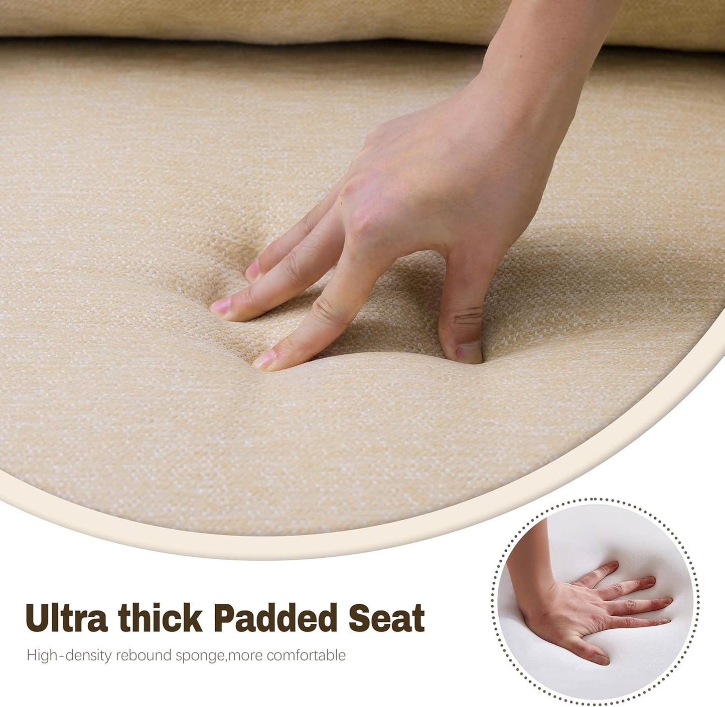 Modern Accent Chairs Set of 2 for Living Room Mid Century Arm Chairs Upholstered Bedroom Chairs Comfy Lounge Chairs with Solid Wood Frame, Beige