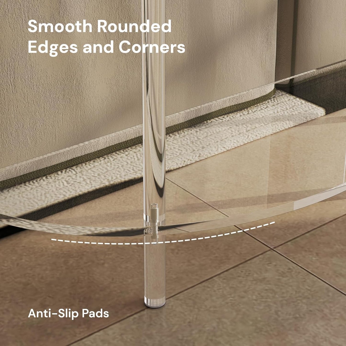 Acrylic Console Table, Half Moon, 29.5" Small Entryway Table, Clear Entry Table for Sofa, Foyer, Hallway, Living Room, Easy Assembly, 2 Tier, 11.8" D x 31.5" H