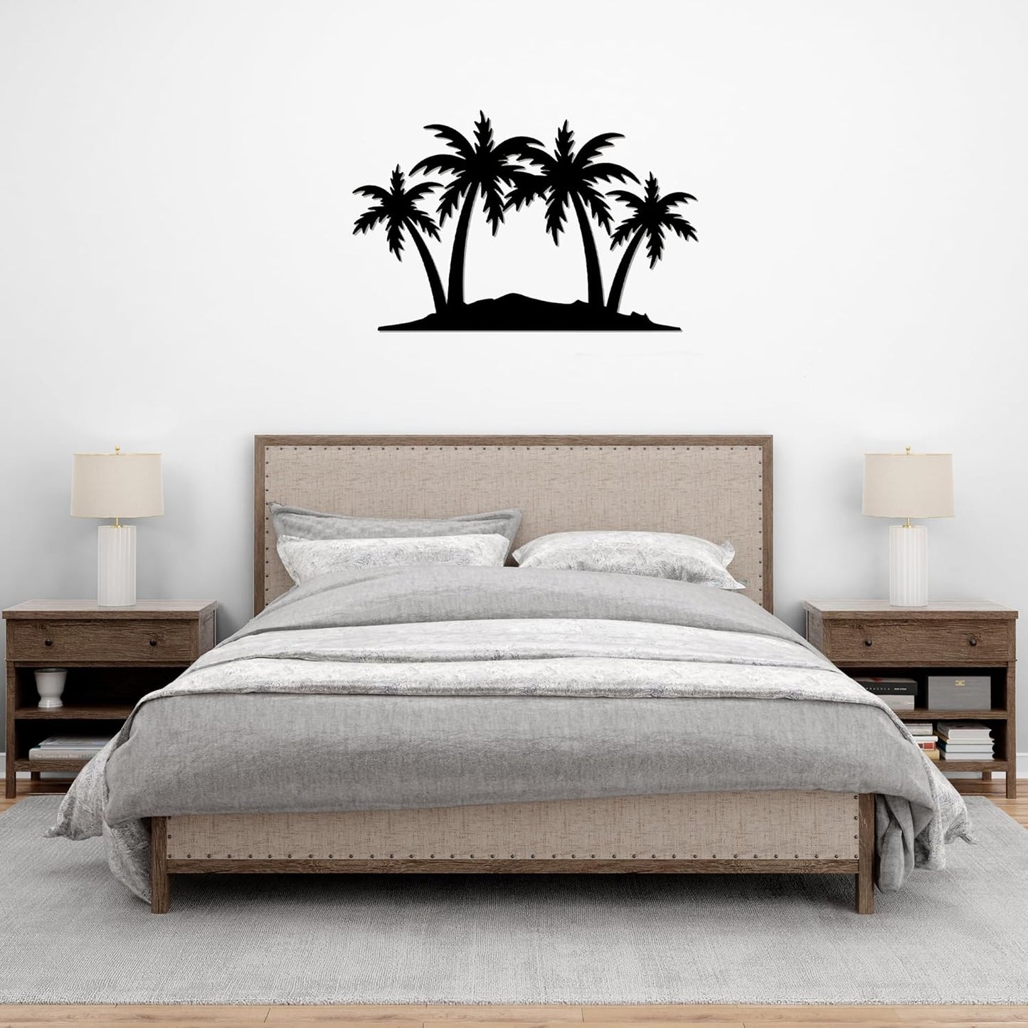 METALPLEX Palm Tree Metal Wall Art - Durable And Rust-free Indoor & Outdoor Aluminum Composite Wall Decor - Home Decor Wall Art For Living Room And Bedroom Decorations - White (23" x14.7")