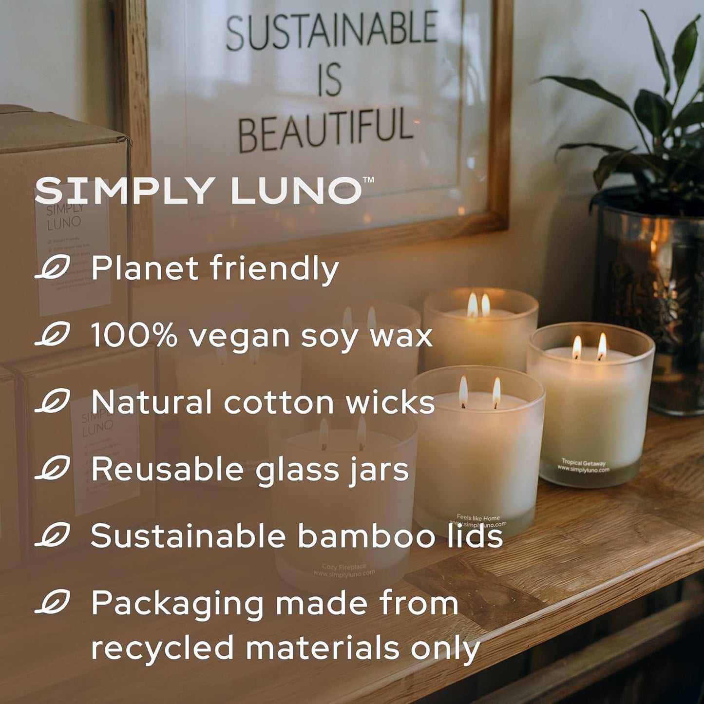 Feels Like Home - Apple, Cinnamon & Vanilla Scented Candle – 14oz Soy Wax Large – Cozy Fall Candle for Home – 50+ Hour Burn – Eco Friendly Gift Box in Reusable Glass Jar with Bamboo Lid