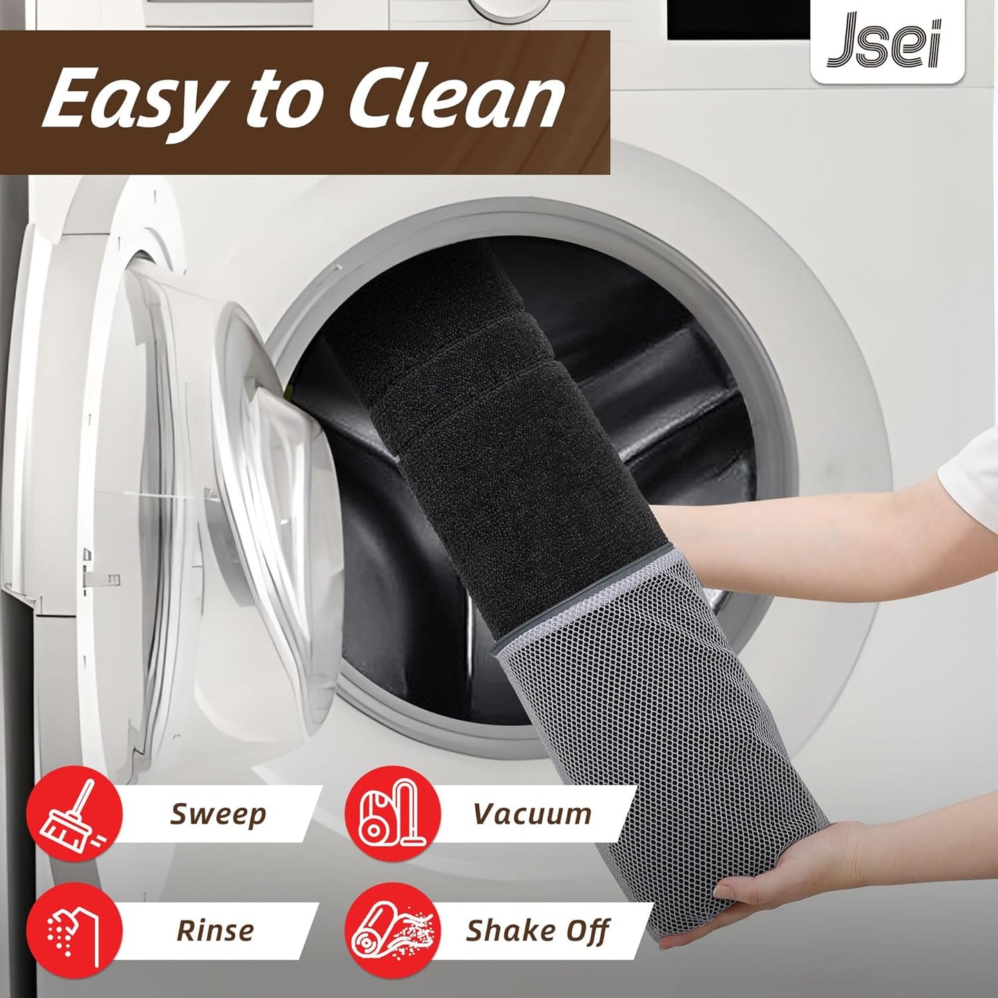 JSEI Entryway Rugs Doormat 32"x48", Non-Slip Dirt Trapper Door Mats Indoor, Washable Absorbent and Stain Resist Welcome Floor Mat for Front Door, Dog Door Mat, Muddy Wet Shoes & Paws, Black