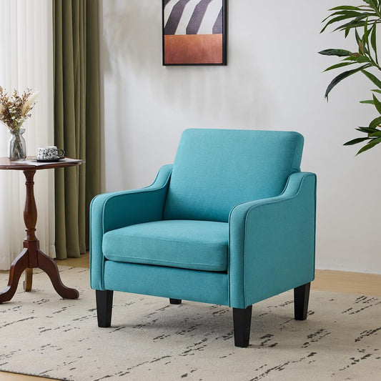 VINGLI Accent Chairs for Living Room Mid Century Modern Chair Sofa Chair Upholstered Arm Chair with Scooped Arms for Bedroom, Apartment, Office, Studio, Waiting Room, Play Room