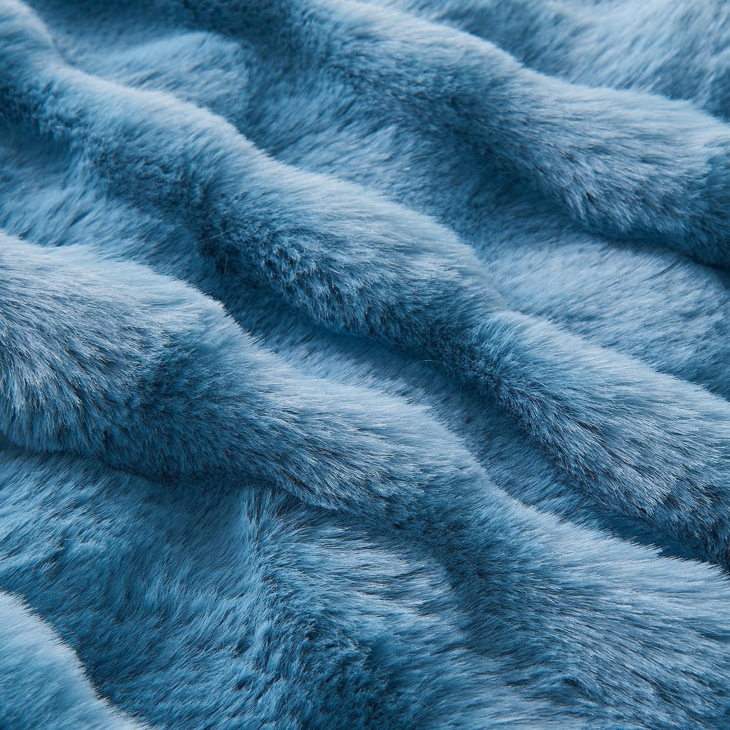 Lotus Karen Fuzzy Throw Blanket Blue - Big Bubble Faux Rabbit Fur Blanket for Couch,Softest Cozy Fluffy Blanket,Thick Furry Plush Shaggy Warm Blankets for Women,50x60 Inches