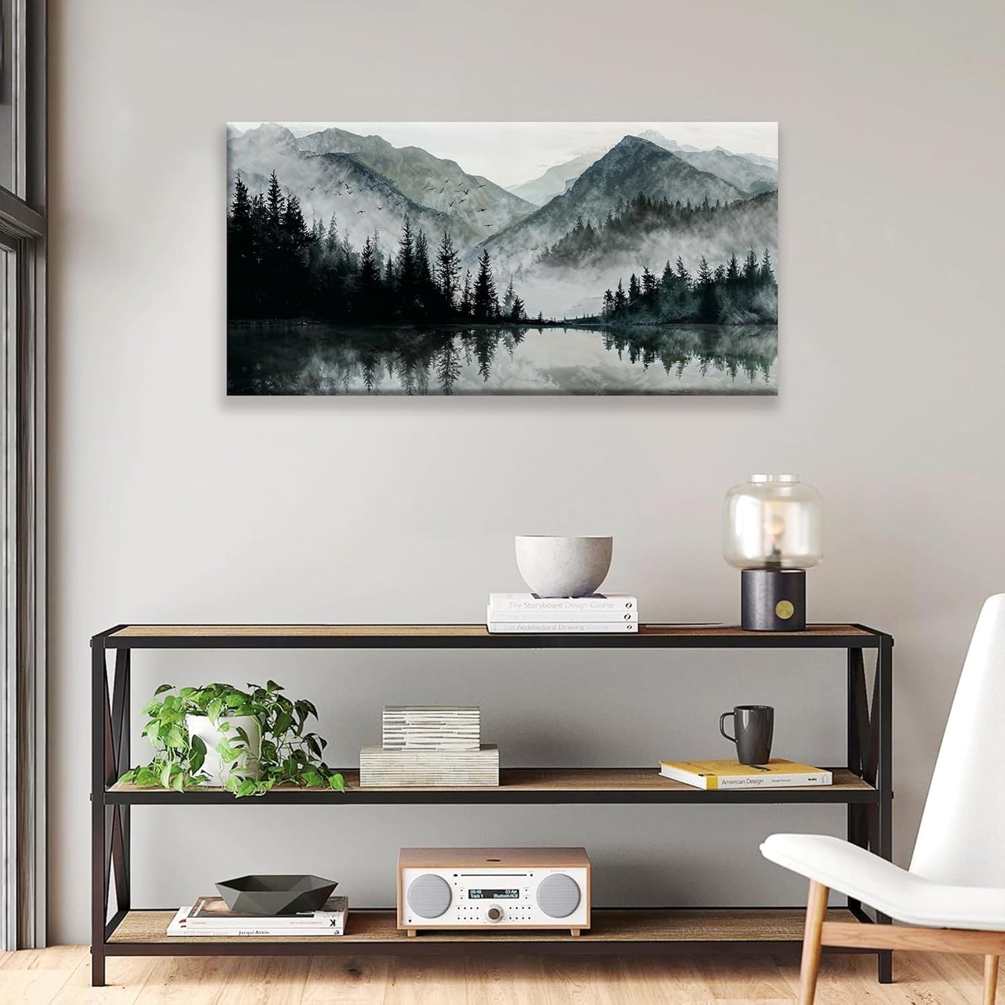TAIJXAGSG Canvas Art Wall Decor Paintings Art Prints Modern Wall Art For Living Room Decorations Mountain Lake View Landscape Artwork Wall Bedroom Kitchen Office Home Wall Decor Artwork 24"×48"