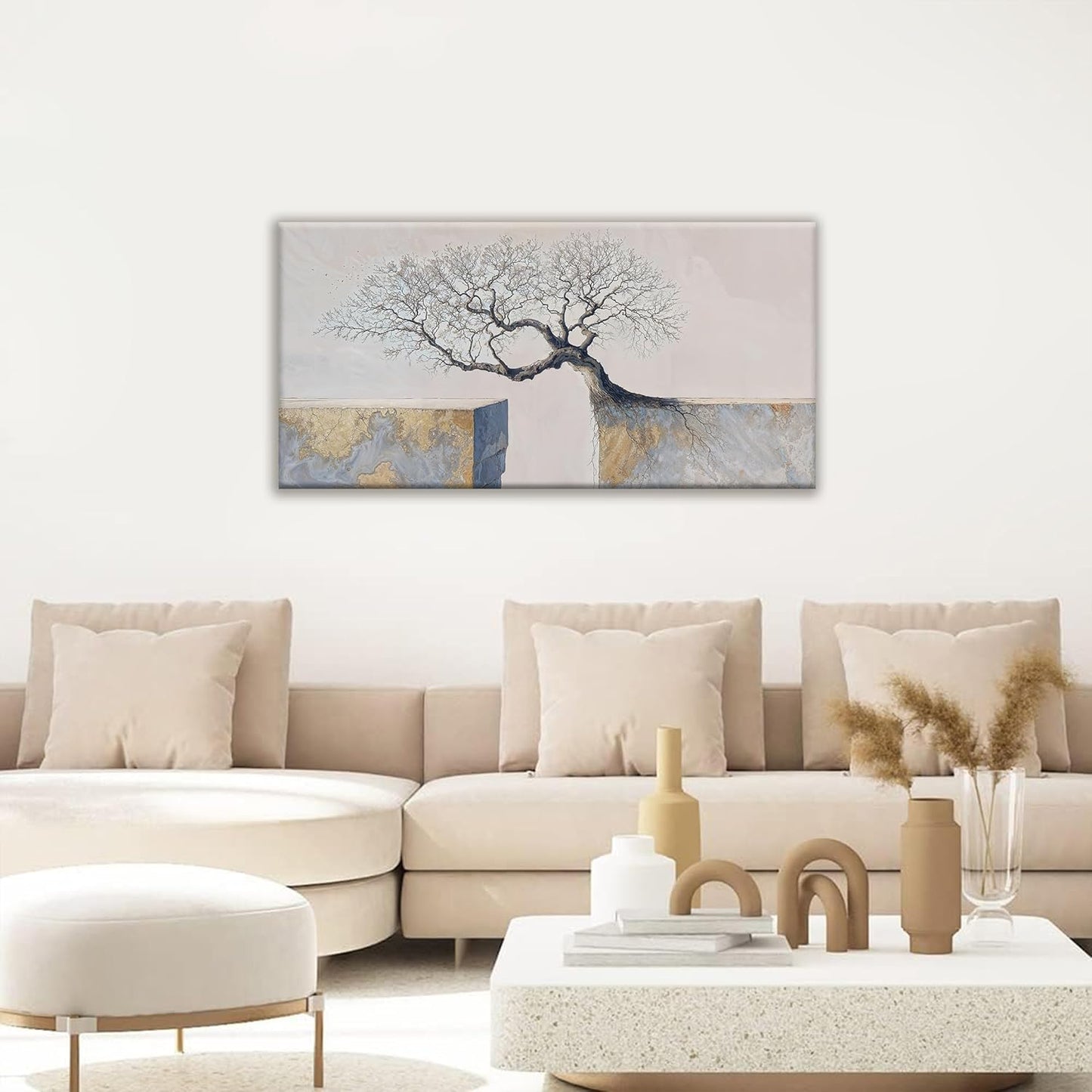 Suconvng Modern Canvas Wall Art Decor Print Paintings Tree Of Life Landscape Painting Motivational Wall Decor Prints Picture For Bedroom Office Home Kitchen Artwork Ready To Hang 20" × 40"