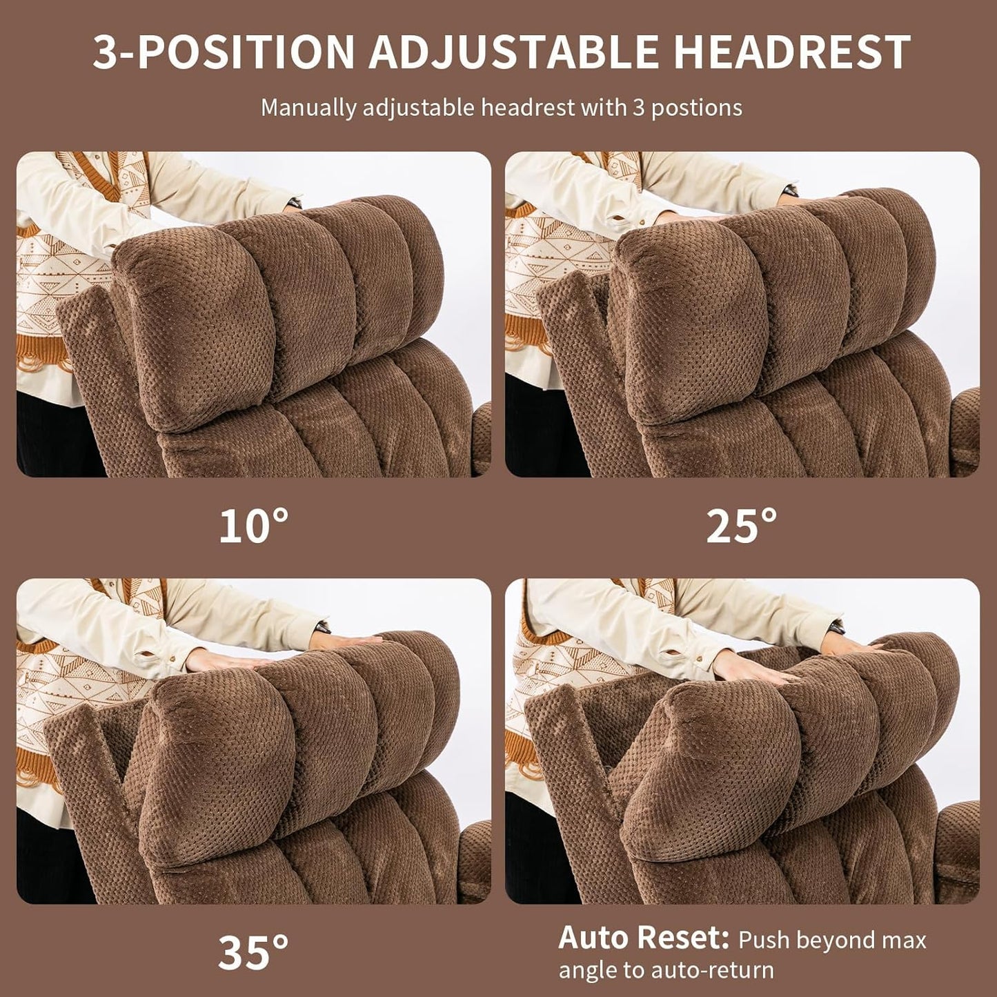 Oversized Power Lift Recliner Chair with Adjustable Headrest for Elderly,Dual Motor Lay Flat Recliner Chair with USB Port,Type C,Big and Tall Recliner with Massage and Heat,Cup Holders,Storebox,Brown