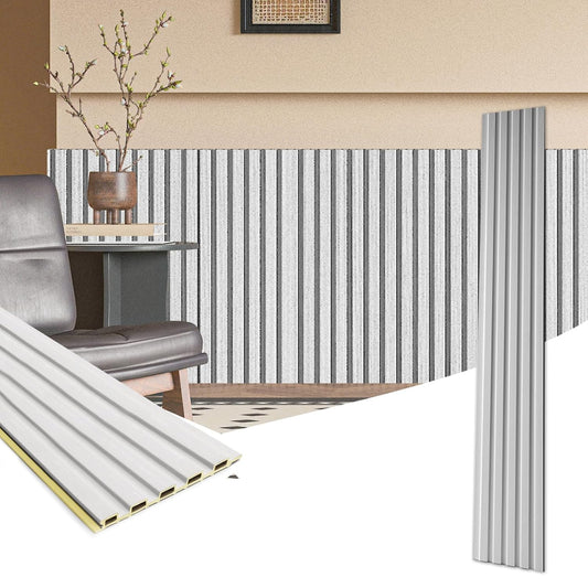Art3d WPC Wainscoting Panels, 16-Pack 48 x 6 Inch 3D Wall Accents for Interior Wall Decor, Living Room, Bedroom, White
