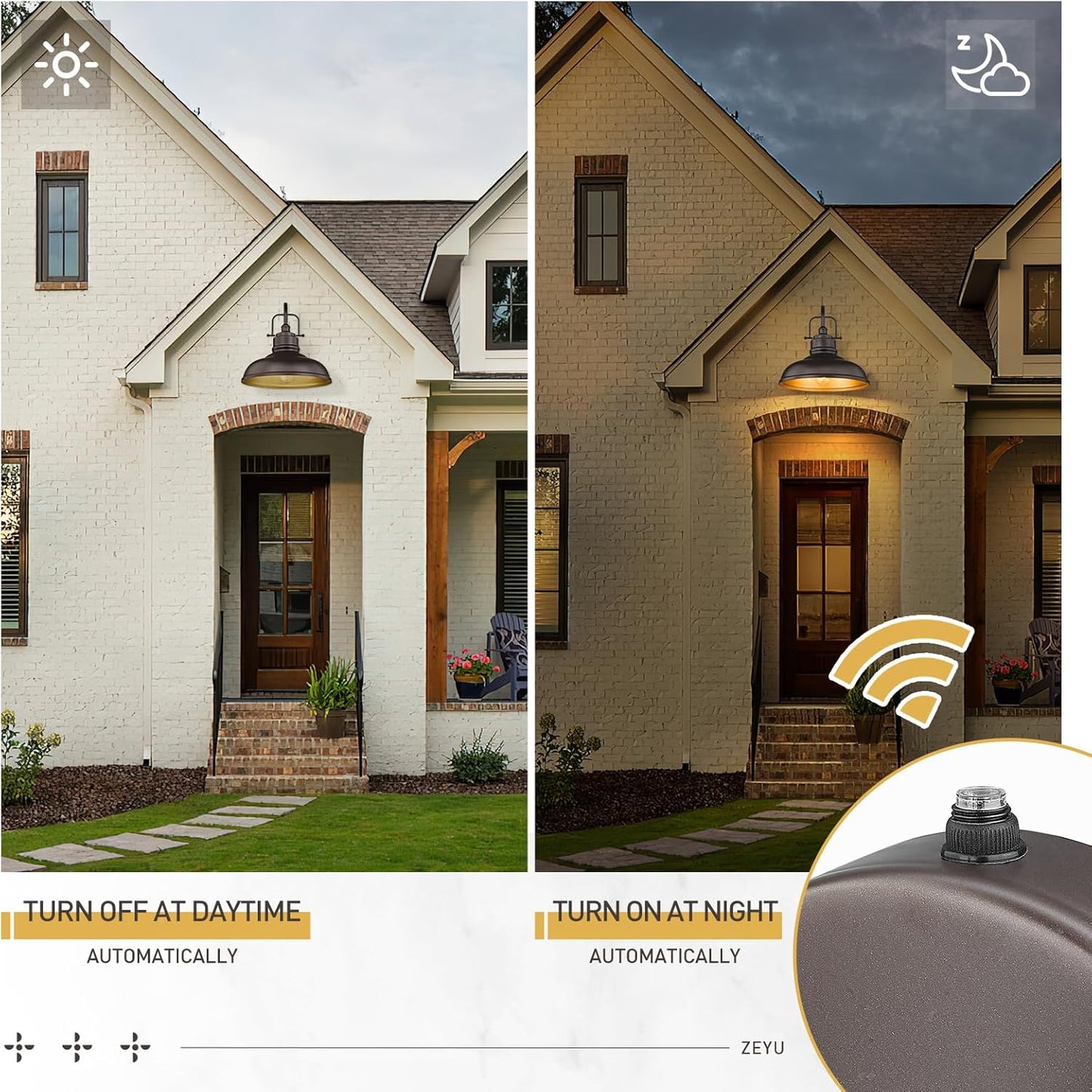 zeyu 18 Inch Vintage Gooseneck Wall Light Fixture, Outdoor Dusk to Dawn Barn Light, Farmhouse Wall Sconce Light for Garden Garage, Oil Rubbed Bronze Finish, 016-1BL-PC ORB