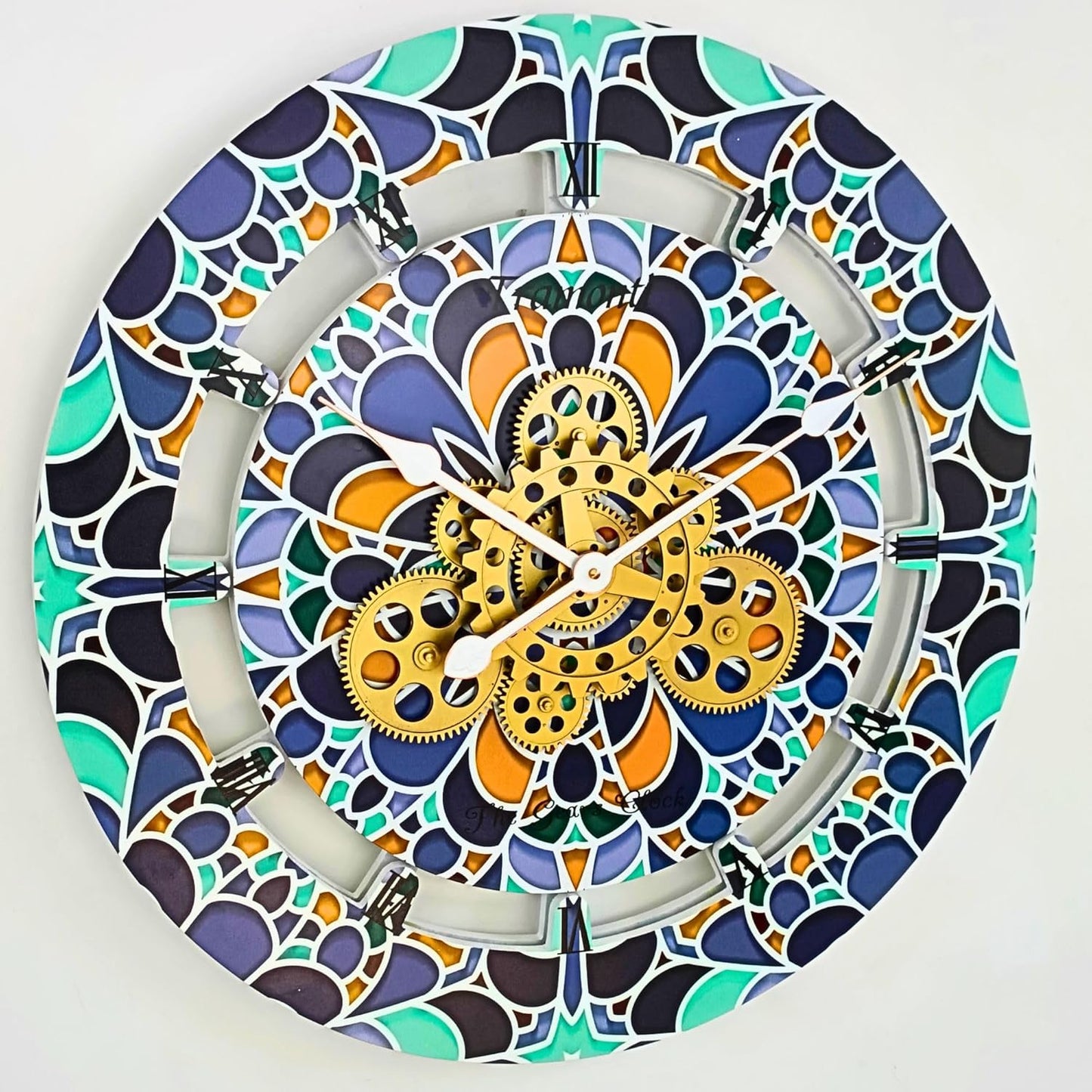 The Gears Clock Wall Clock Italy Collection with Moving Gears (Tramonti, 24 inch Round)